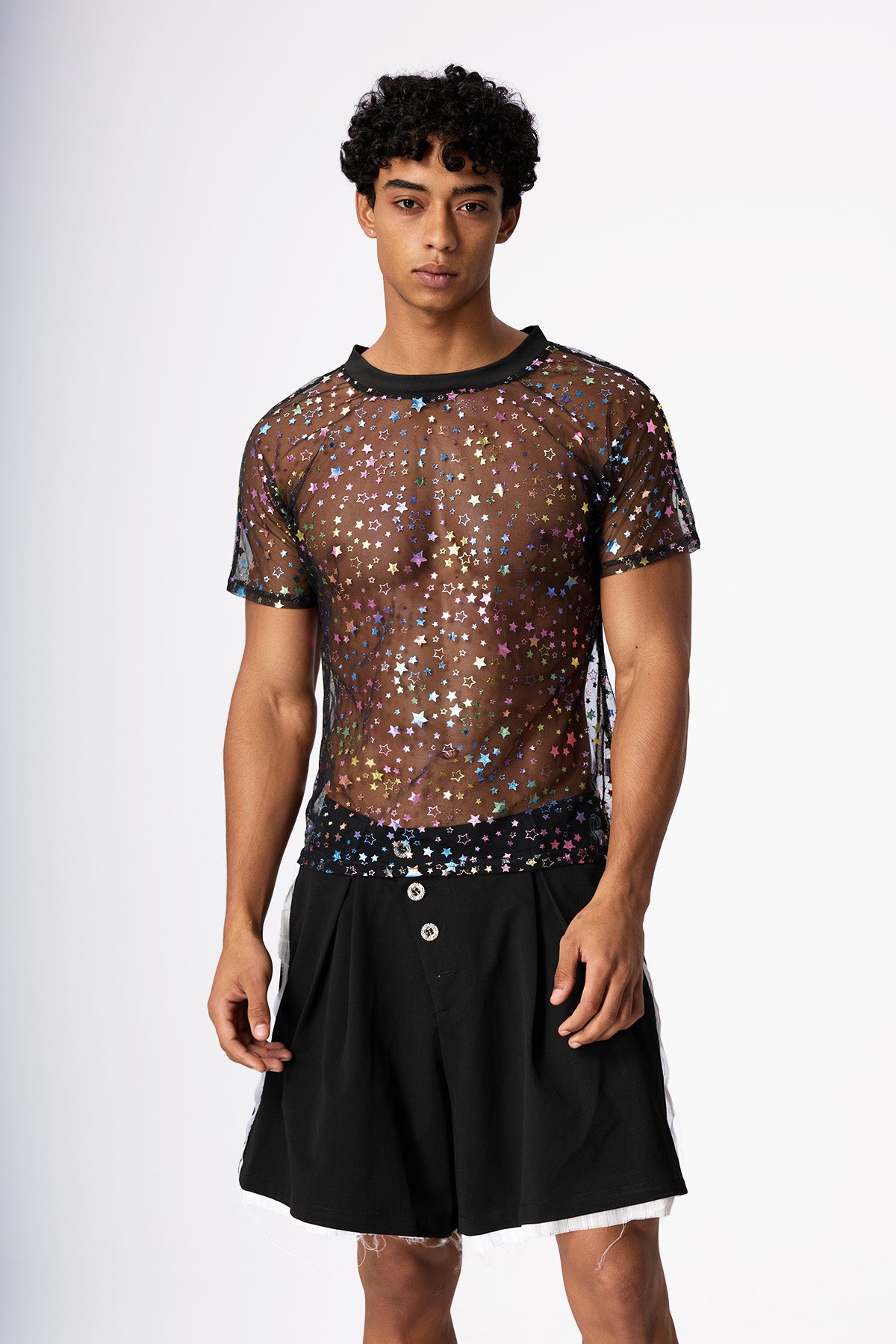 Splice Form Star Mesh Top