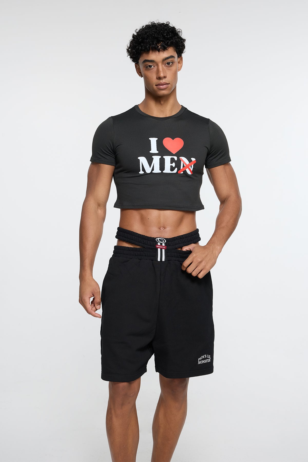 Split Frame Print Crop Top