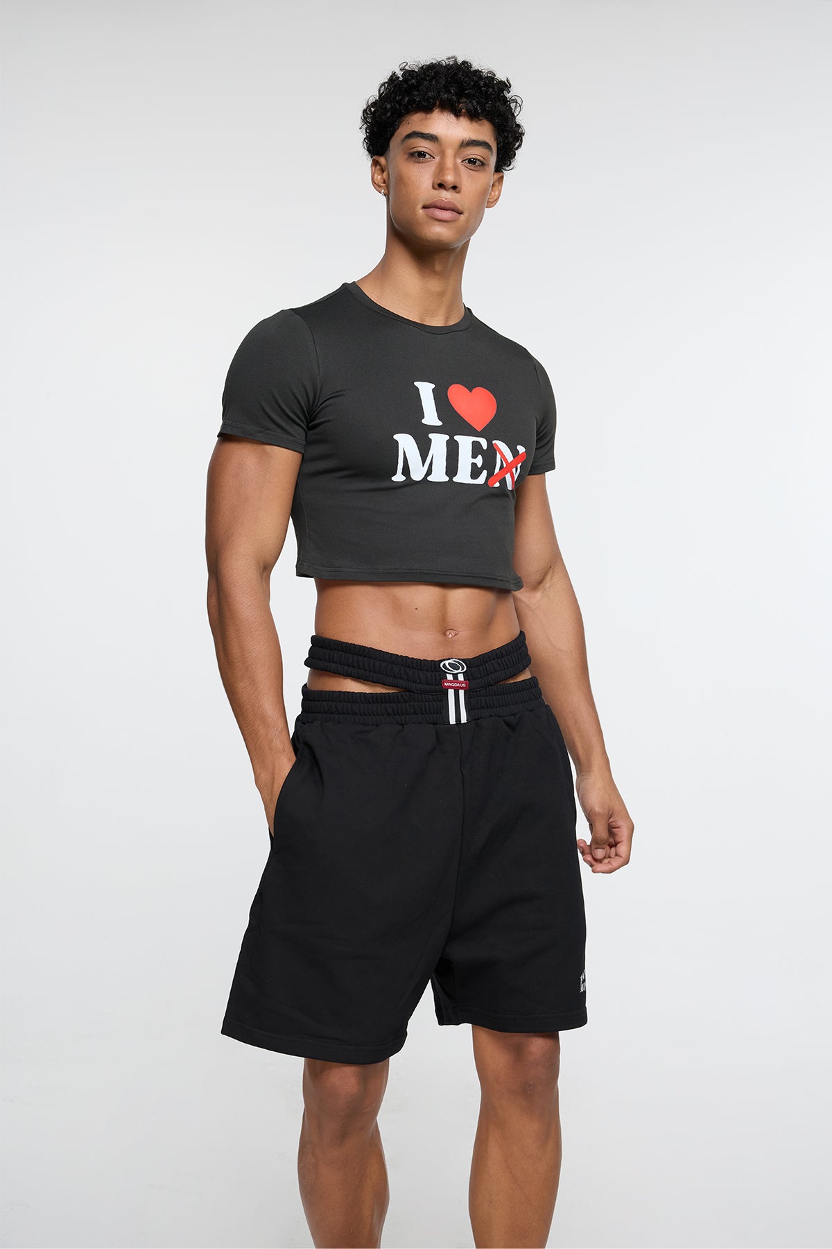 Split Frame Print Crop Top