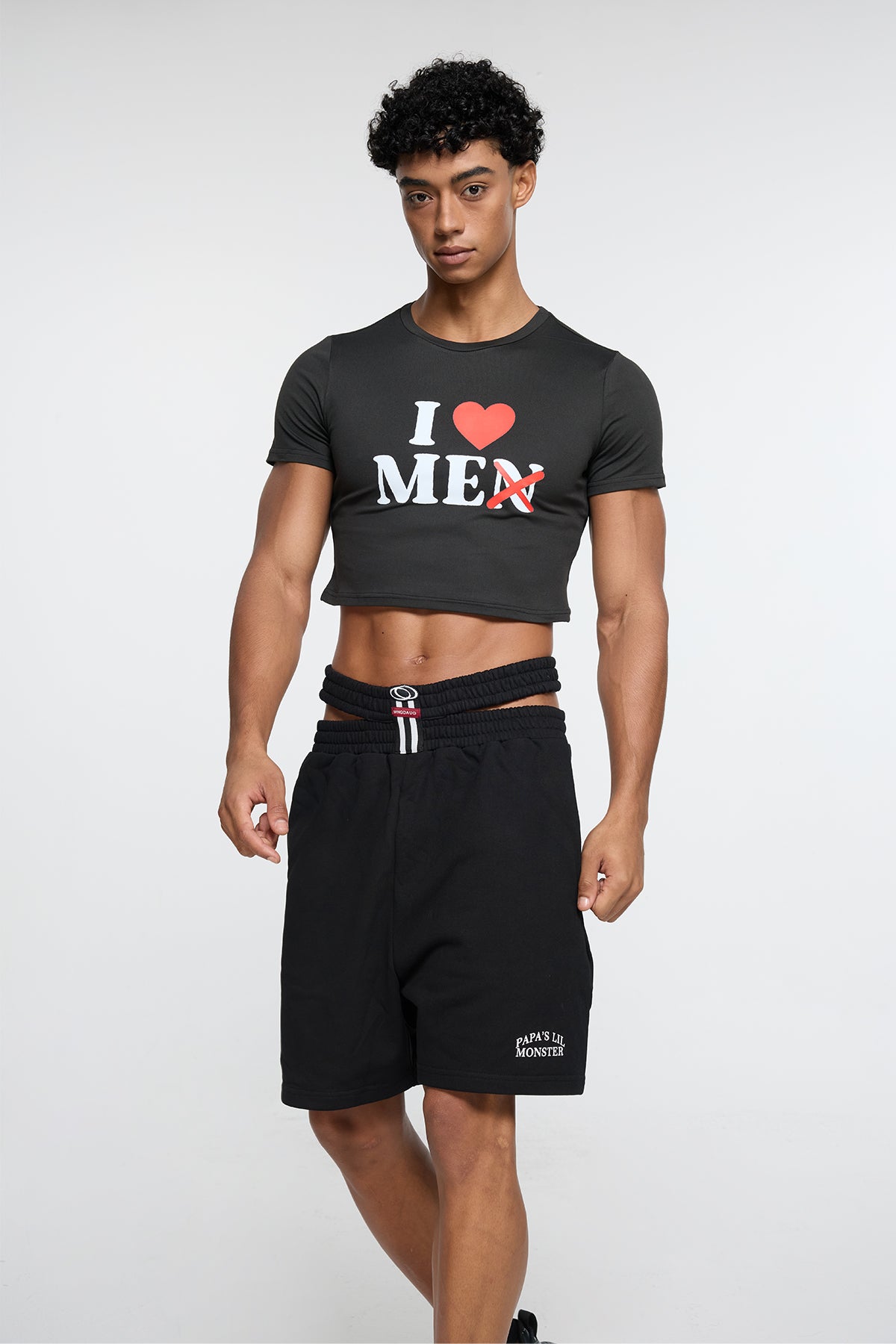 Split Frame Print Crop Top