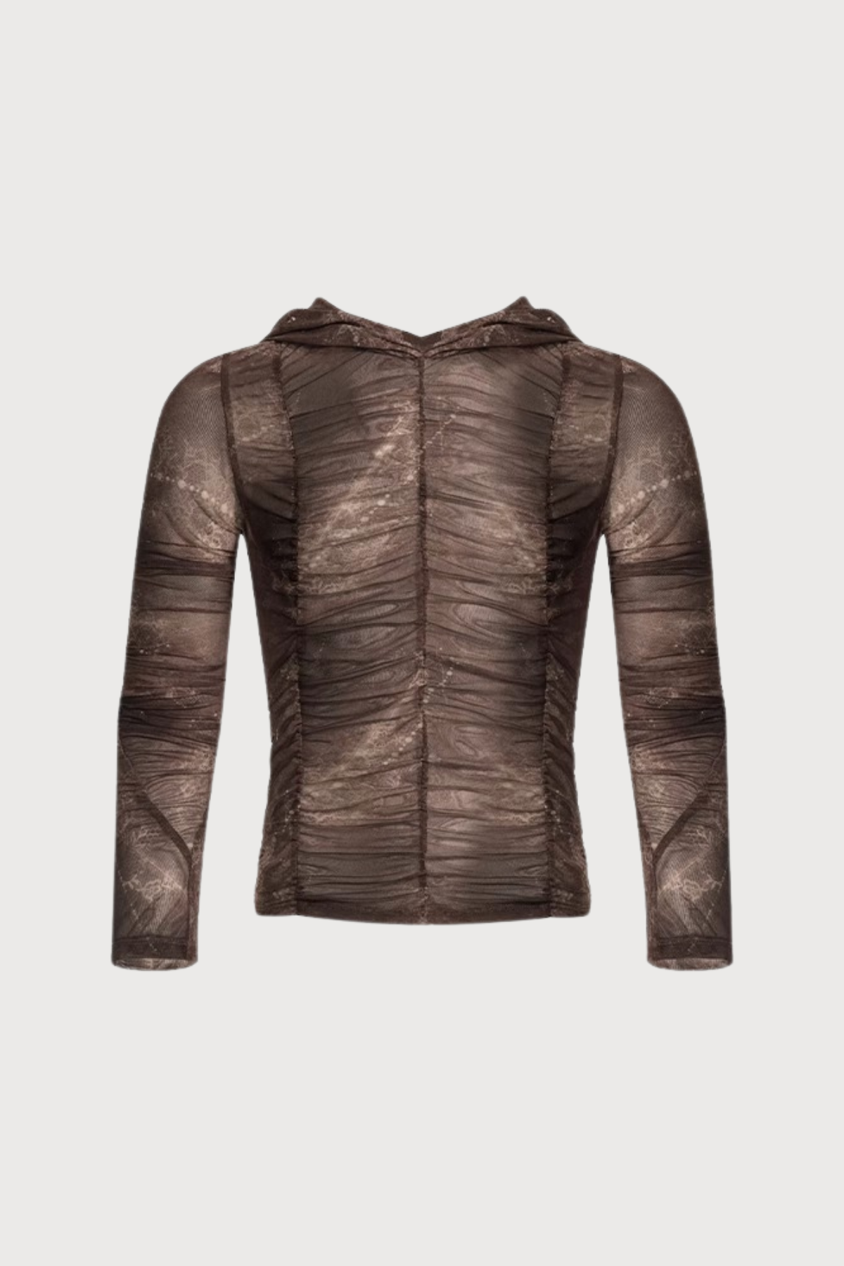 Split Shell Long Sleeve Pleated Mesh Hoodie