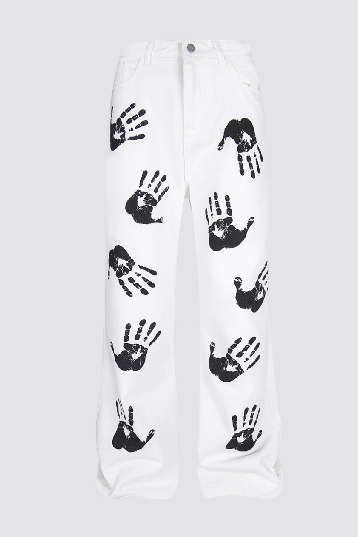 Split Loop Palm Print Straight Pants