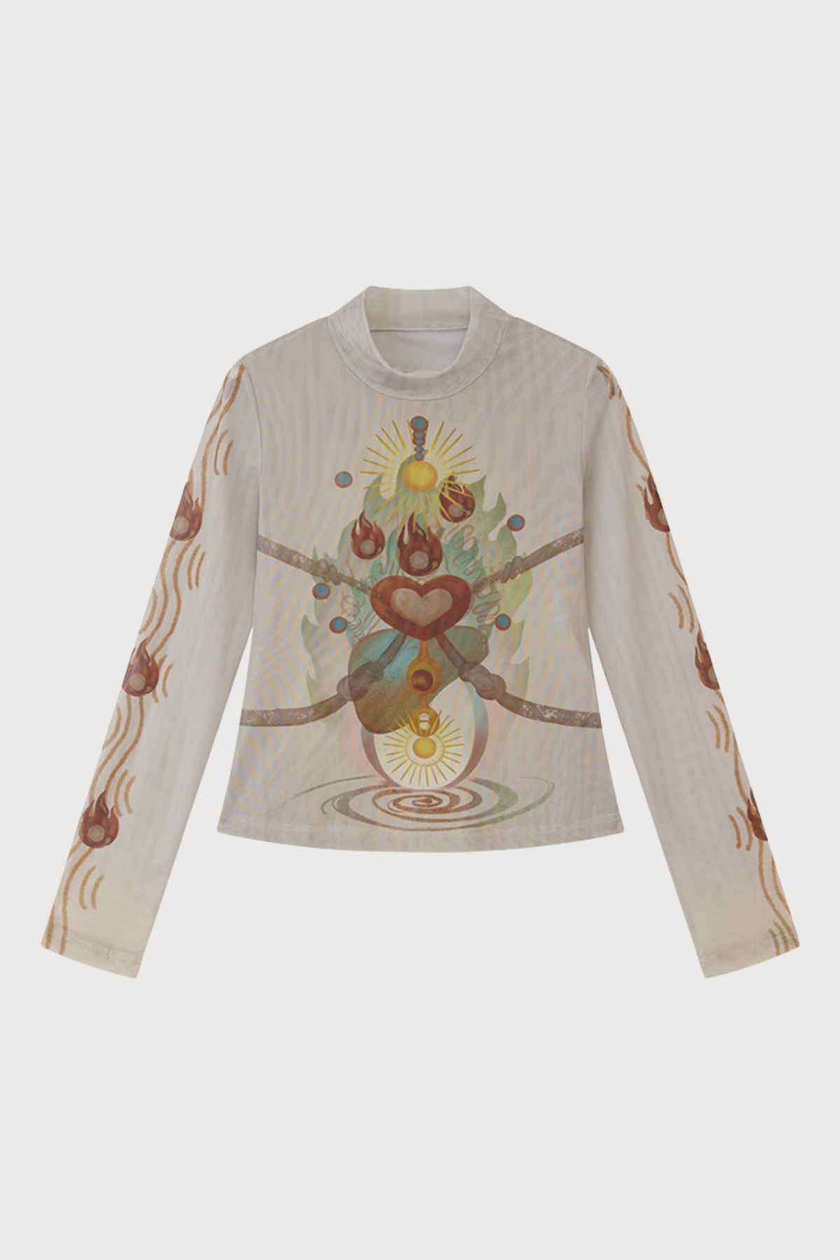 Star Angel Long Sleeve Printed Mesh Top