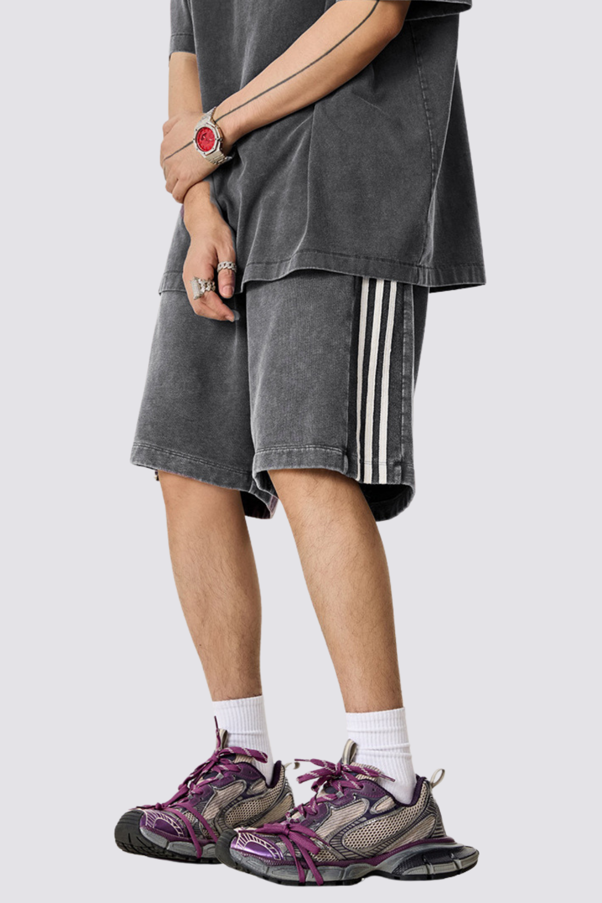 Static Break Three Bars Shorts Grey