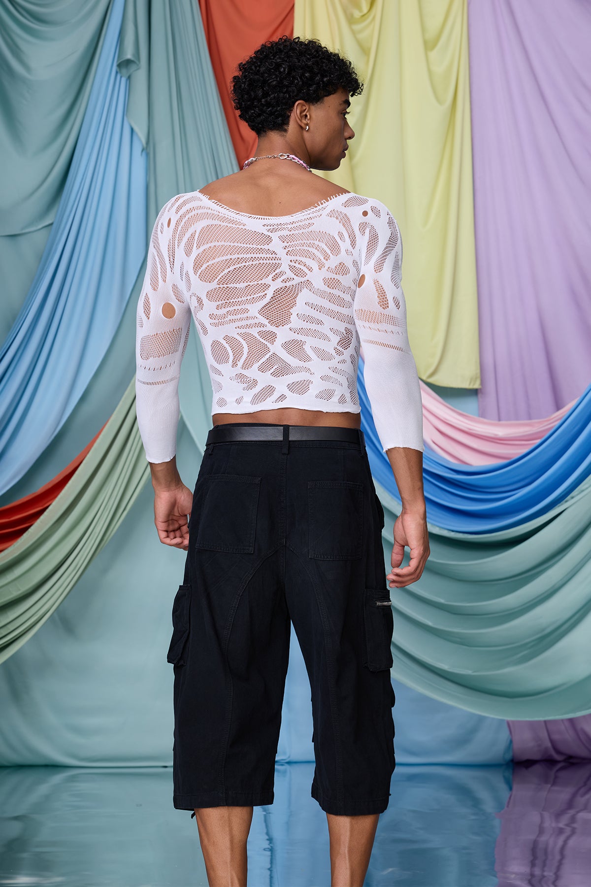 Static Knit Long Sleeve Cutout Top