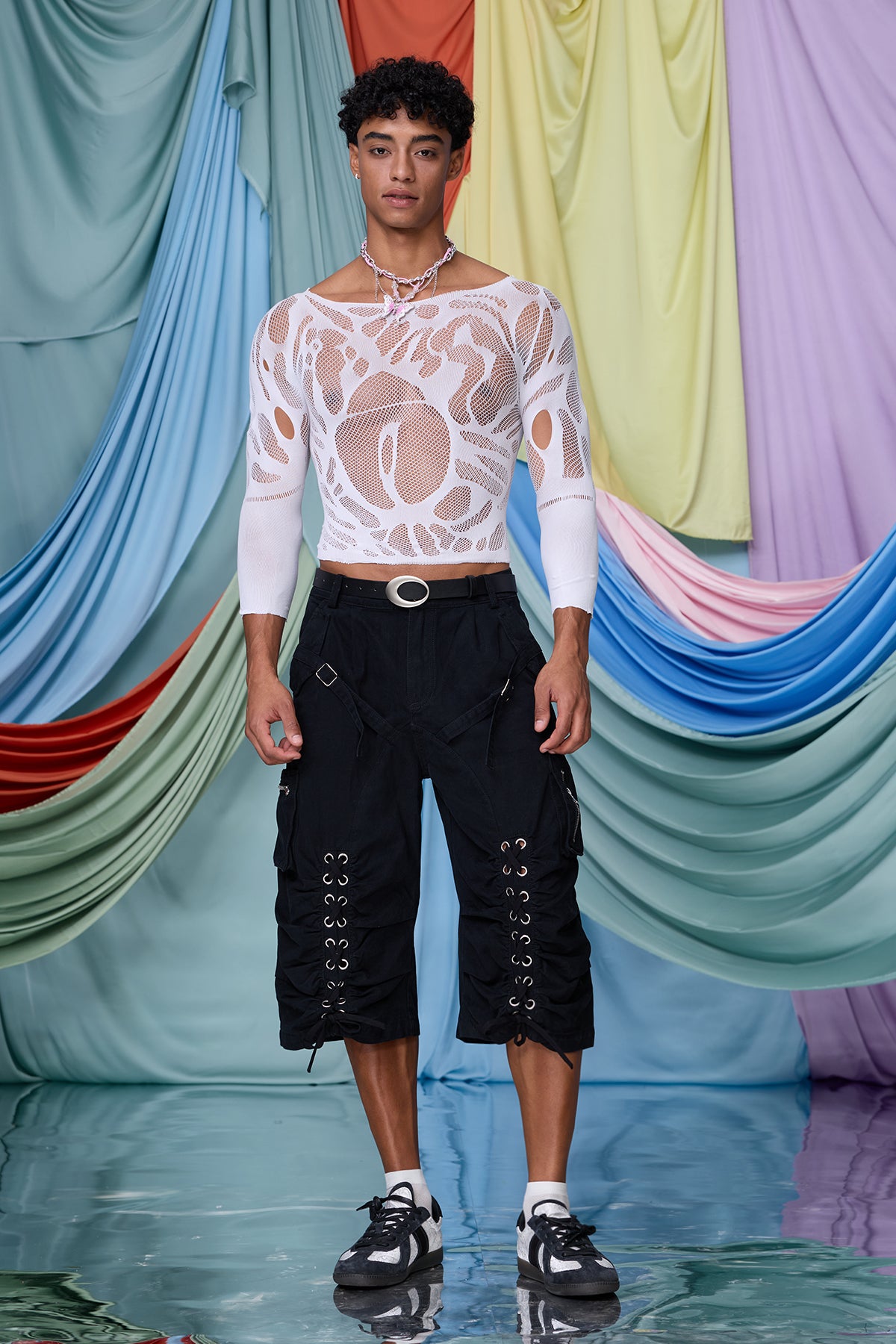 Static Knit Long Sleeve Cutout Top