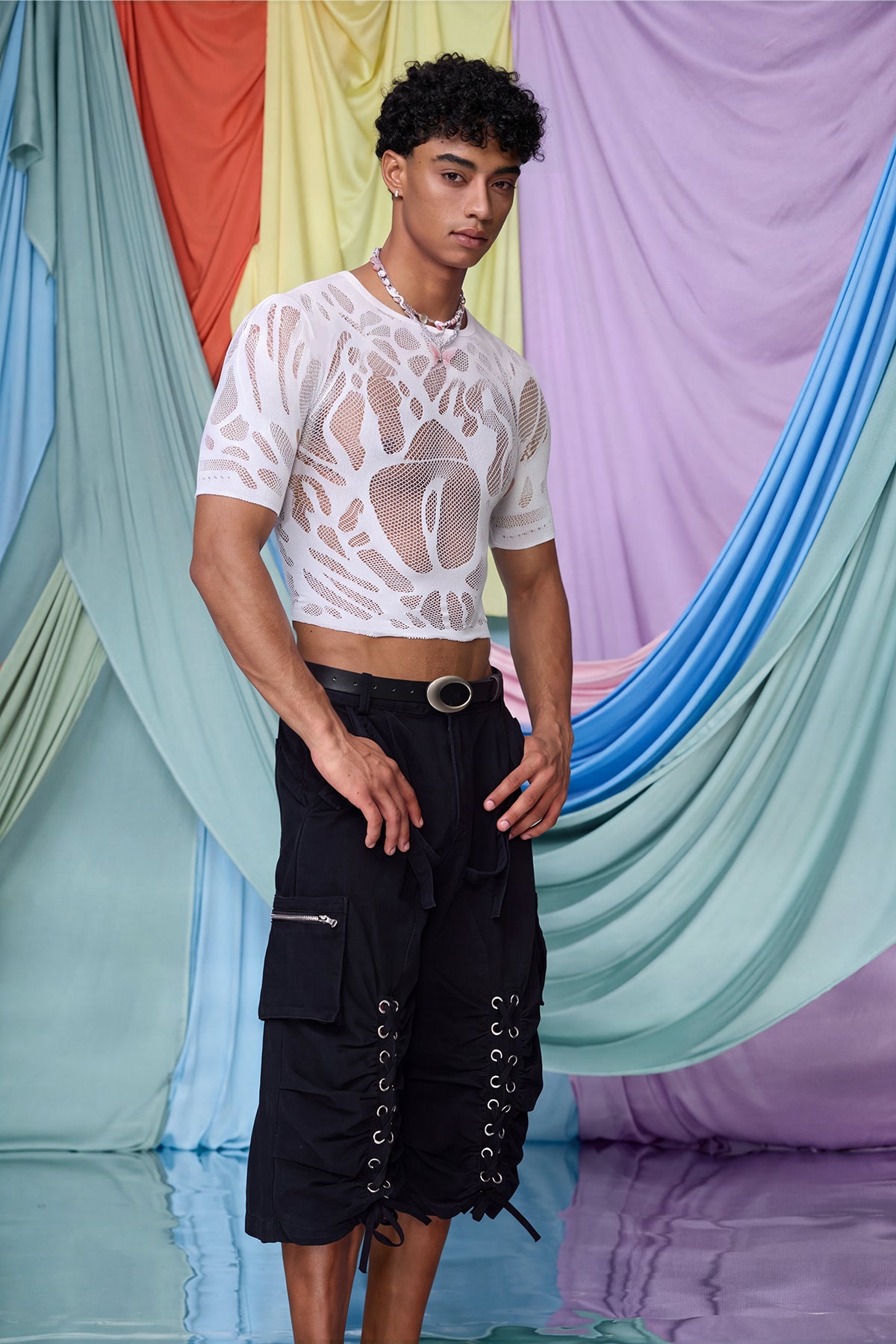 Static Knit Short Sleeve Cutout Top
