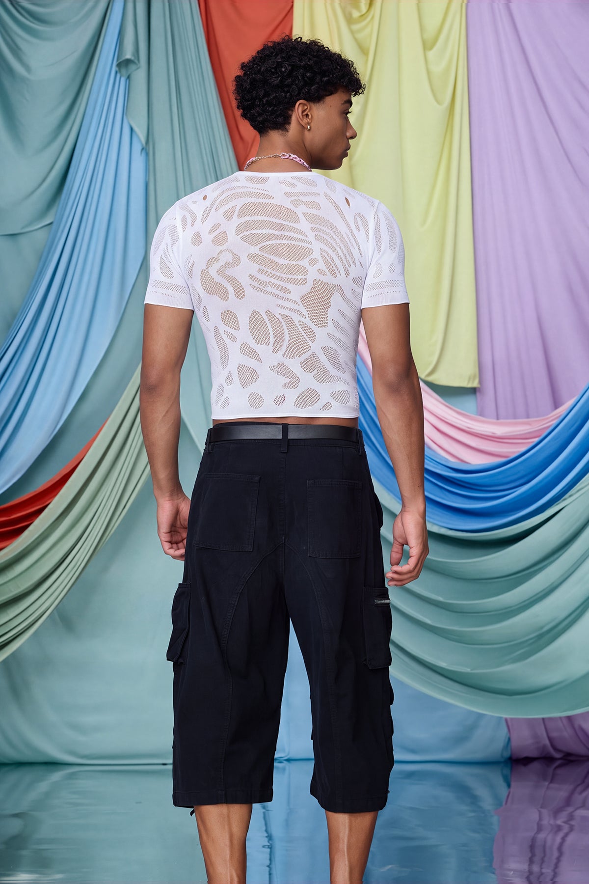 Static Knit Short Sleeve Cutout Top