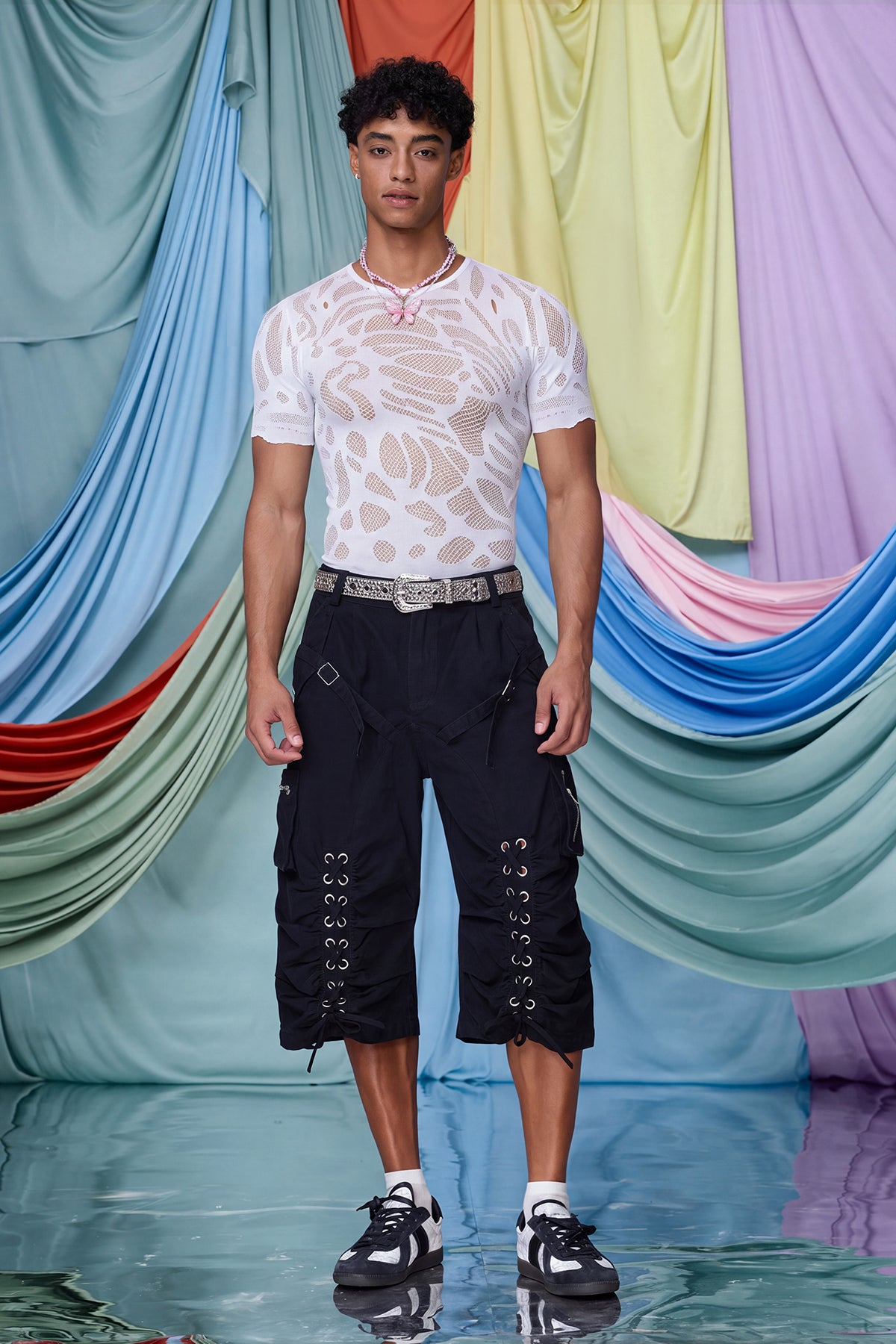 Static Knit Short Sleeve Cutout Top