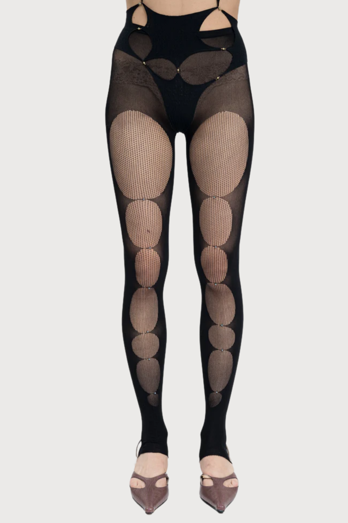 Static Line Round Mesh Pantyhose