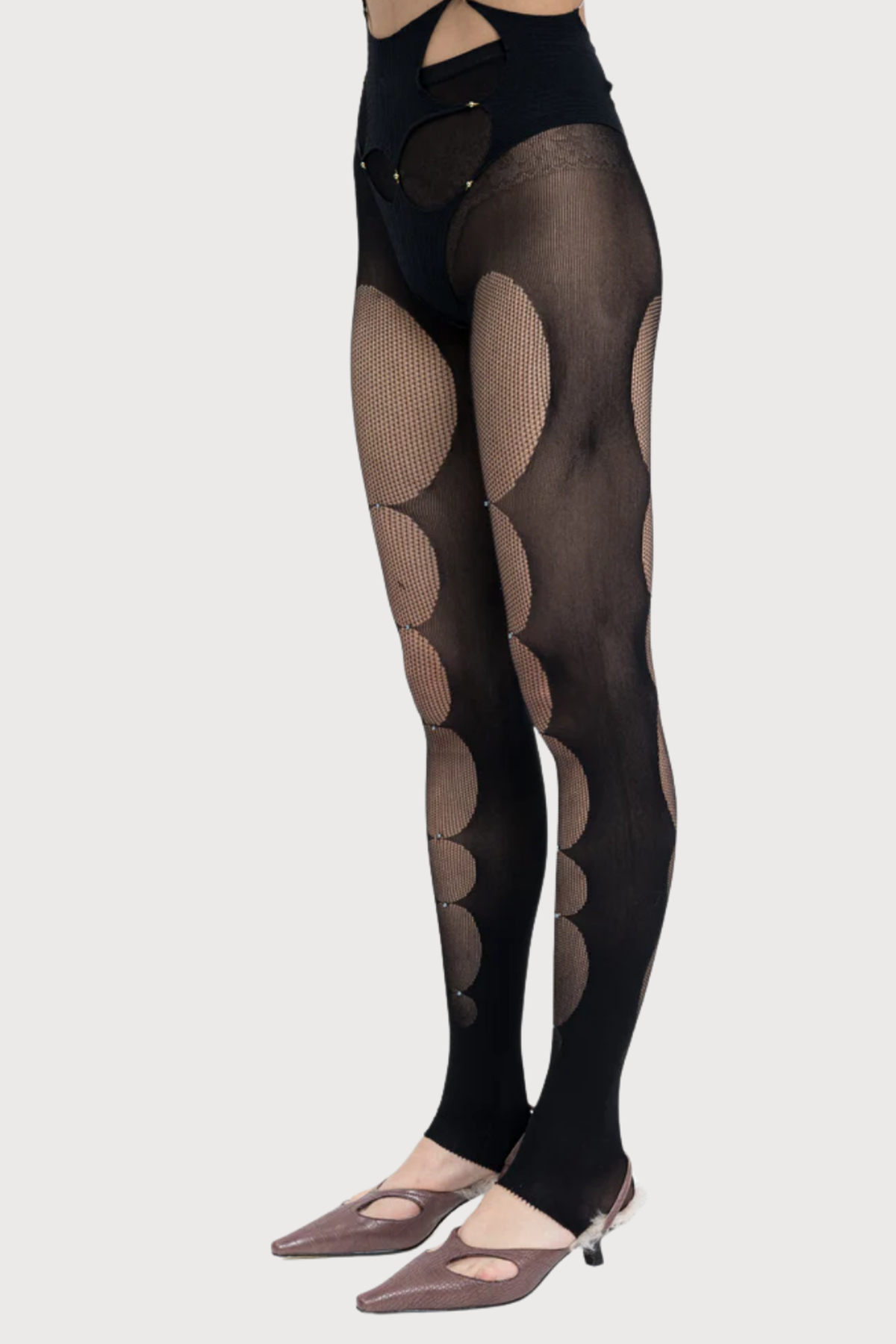 Static Line Round Mesh Pantyhose