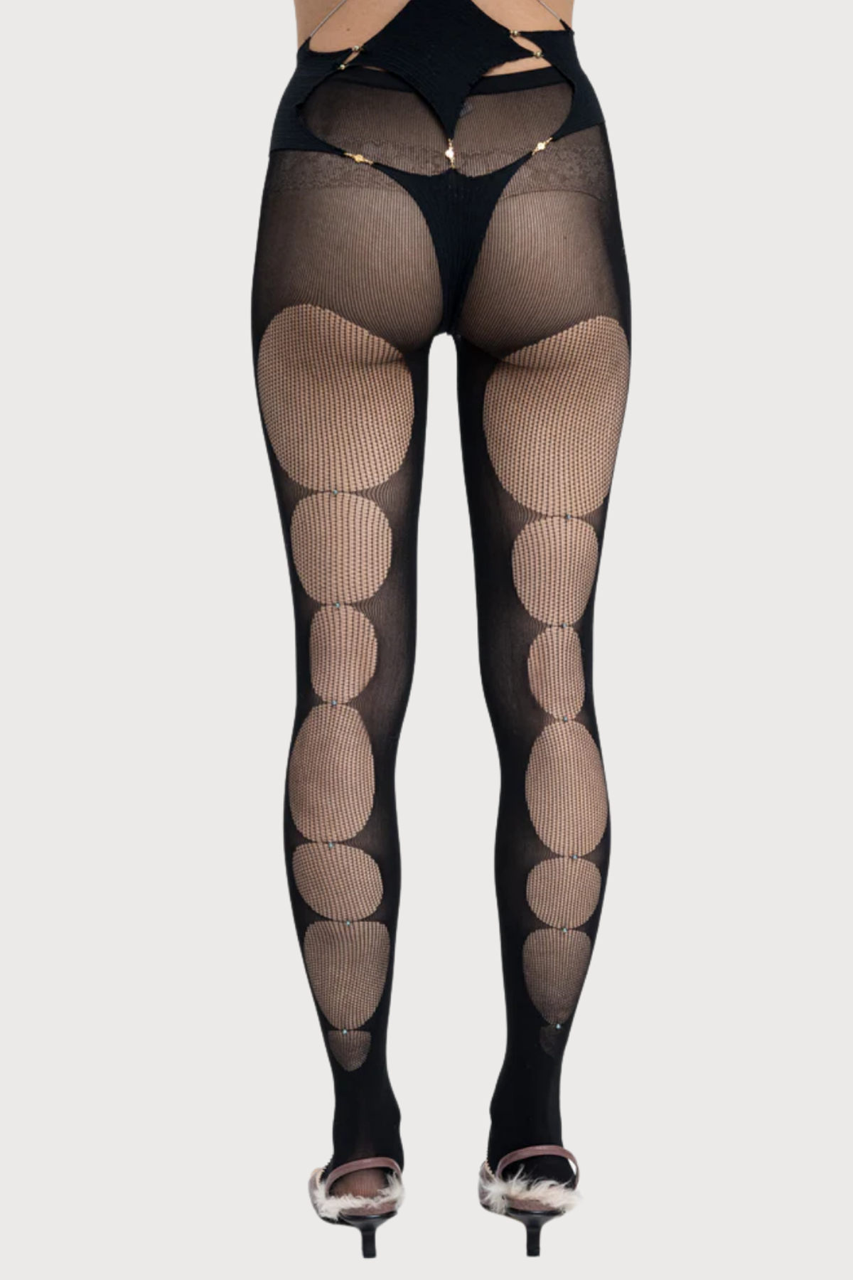 Static Line Round Mesh Pantyhose