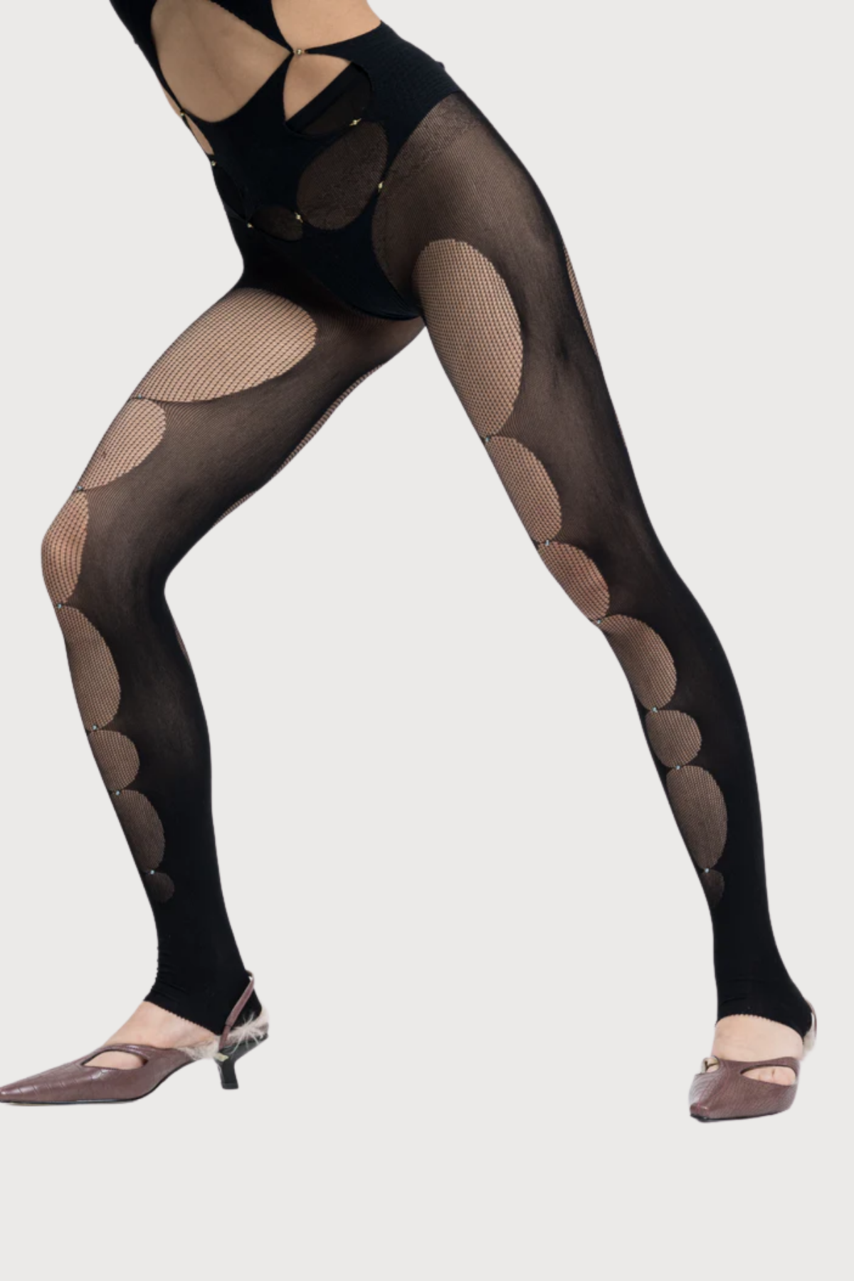 Static Line Round Mesh Pantyhose