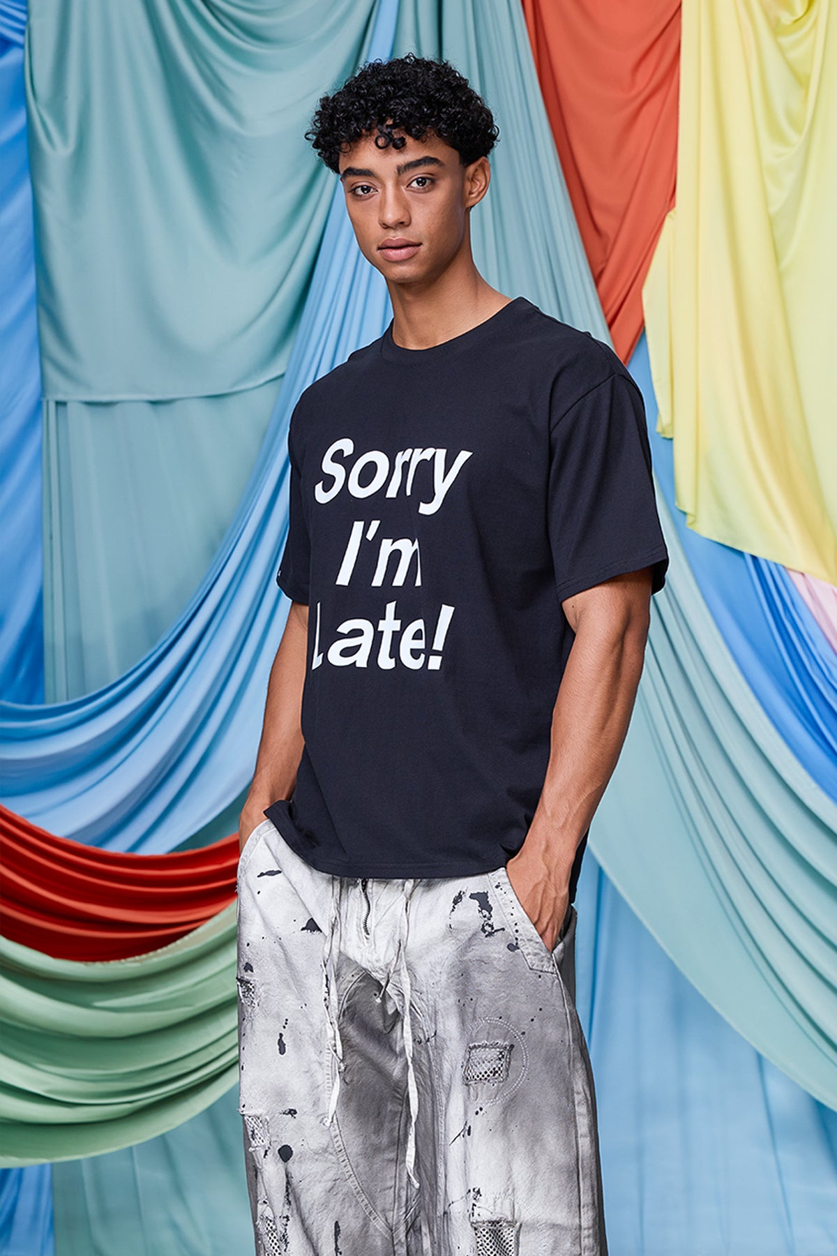 Static Pitch Print T-Shirt Black