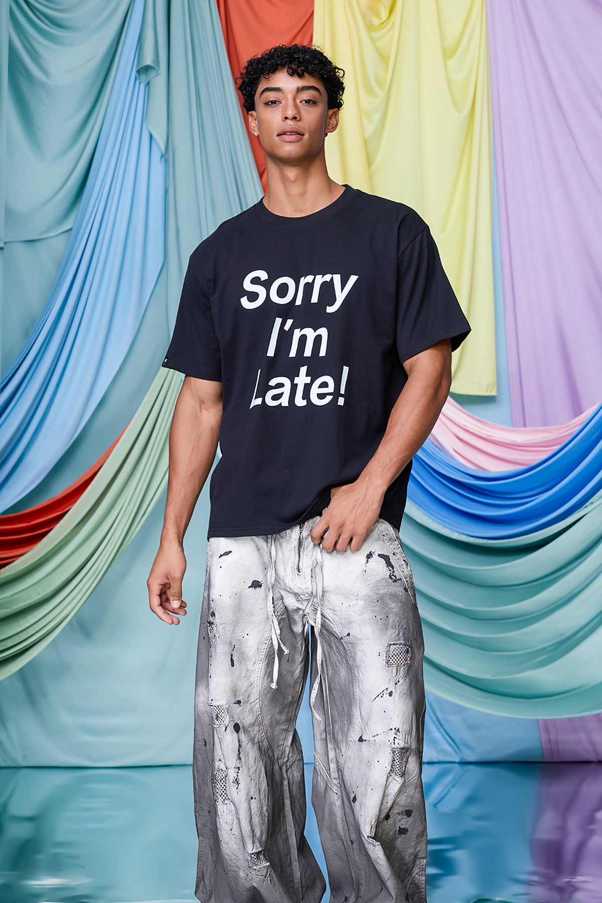 Static Pitch Print T-Shirt Black