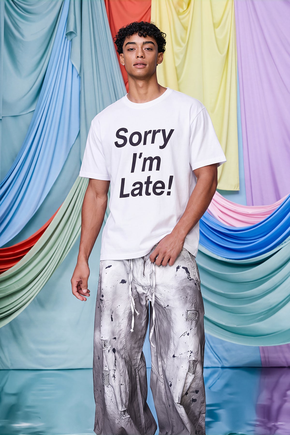 Static Pitch Print T-Shirt White