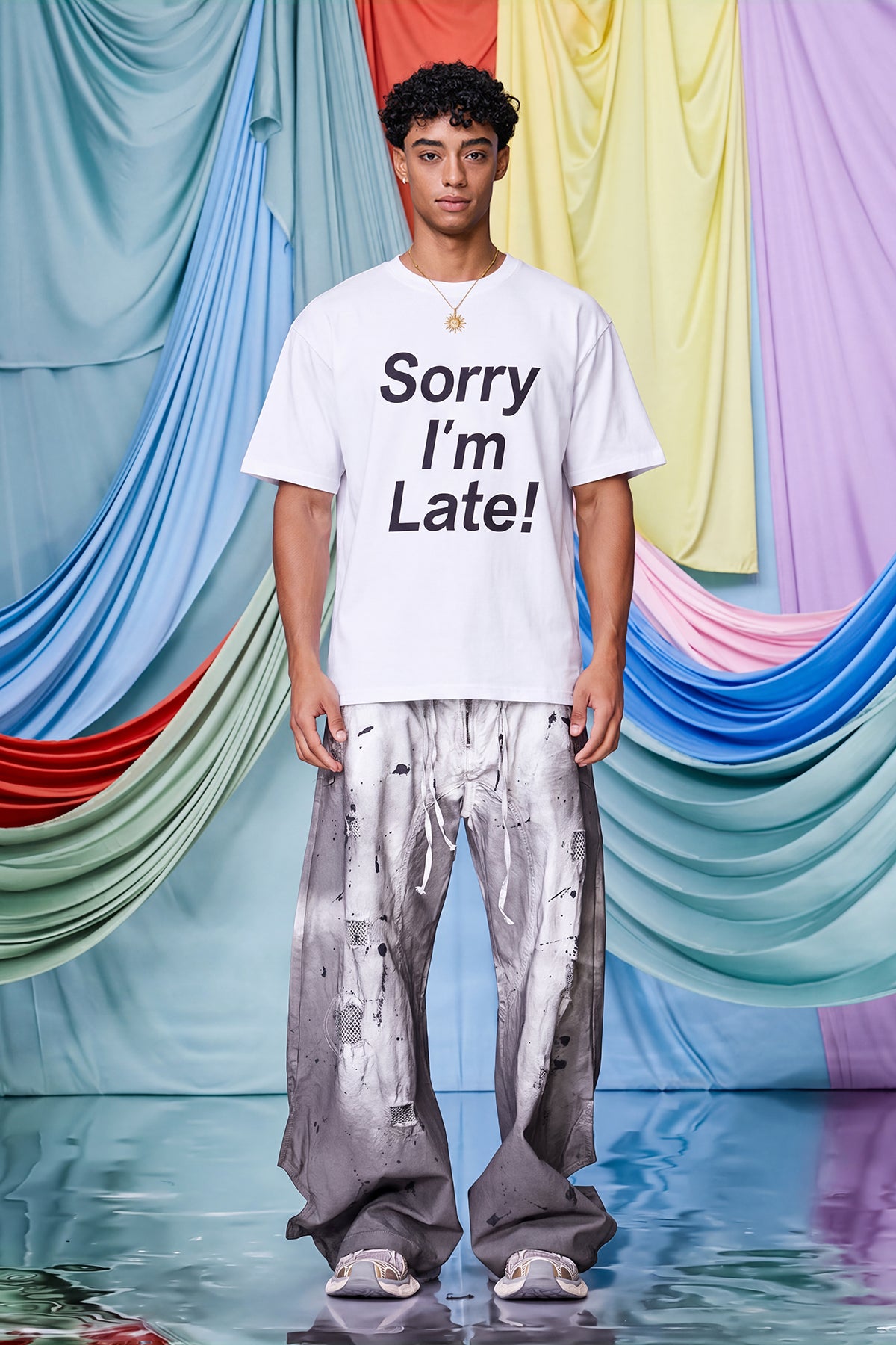 Static Pitch Print T-Shirt Weiß