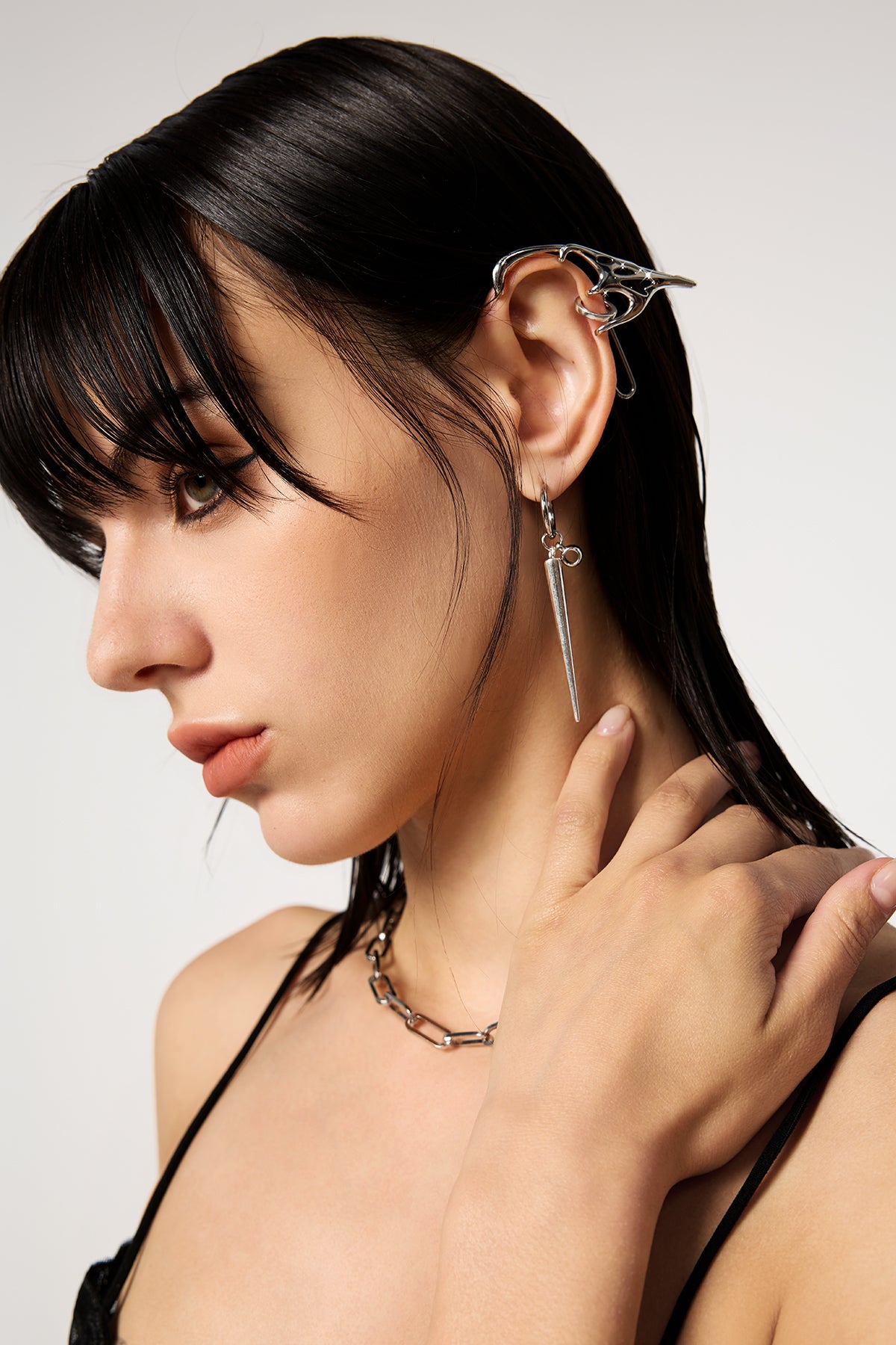 Steel Edge Dangle Drop Metal Earrings