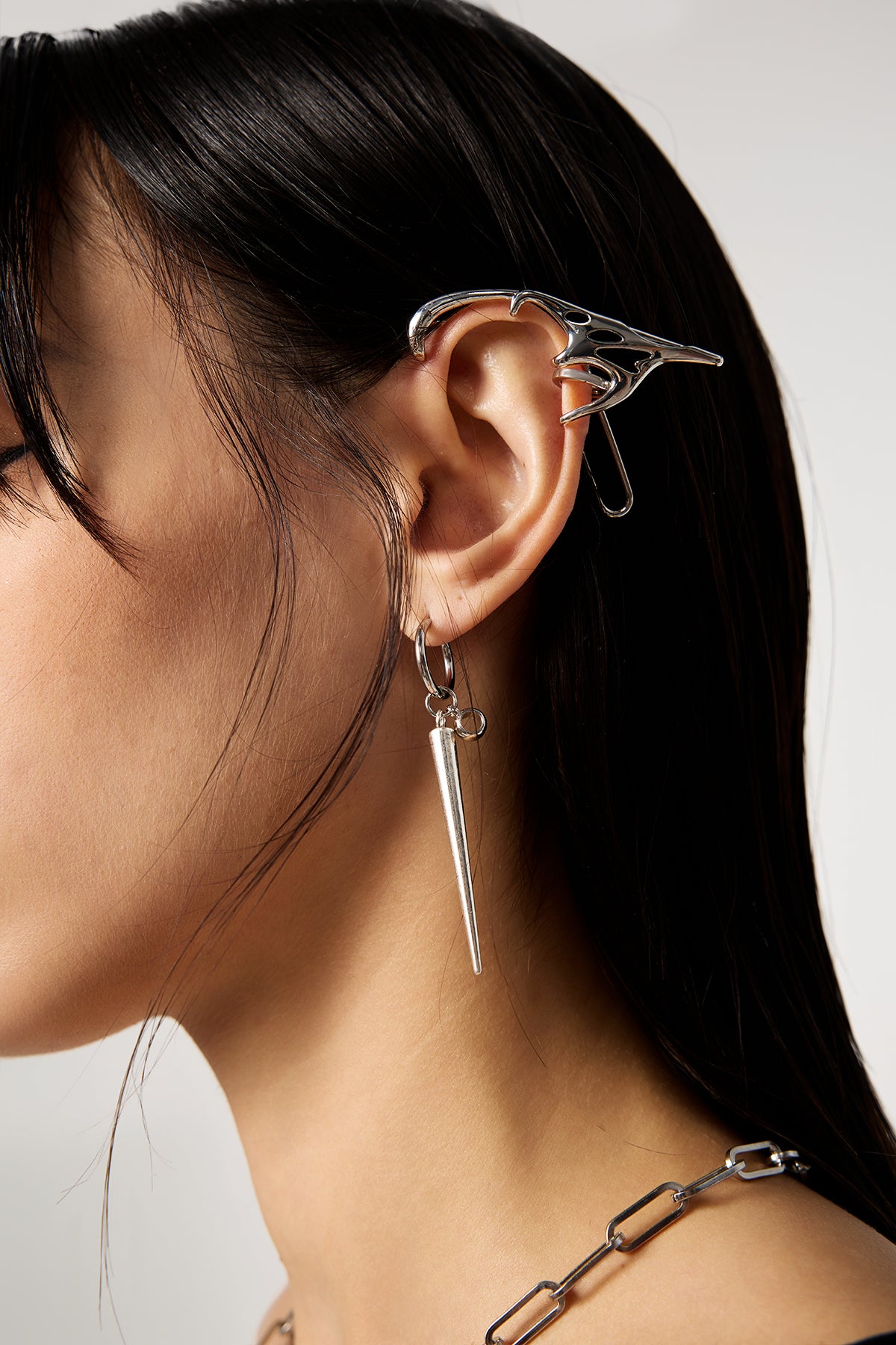 Steel Edge Dangle Drop Metal Earrings