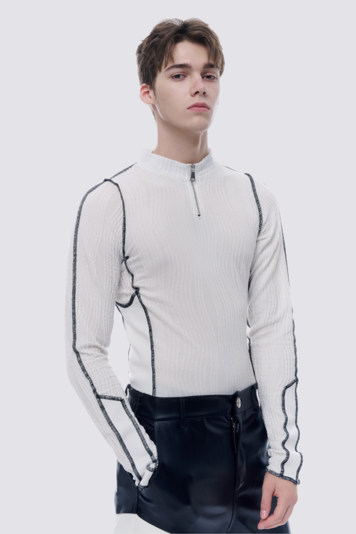 Steel Ghost Zipper Long Sleeve Top With