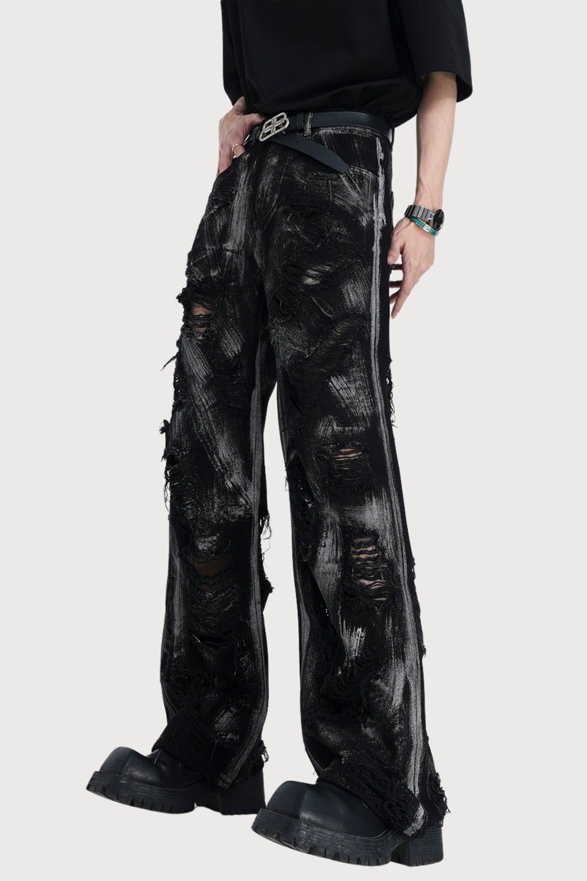 Steel Karma Ripped Straight Jeans