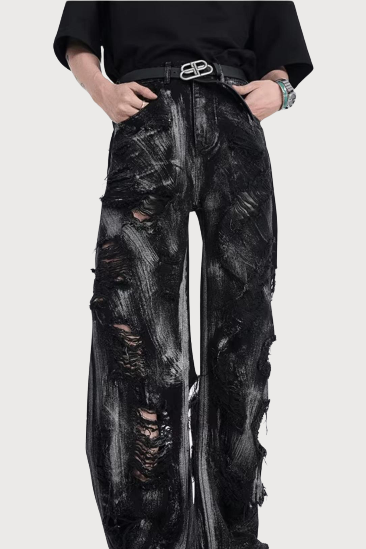 Steel Karma Ripped Straight Jeans