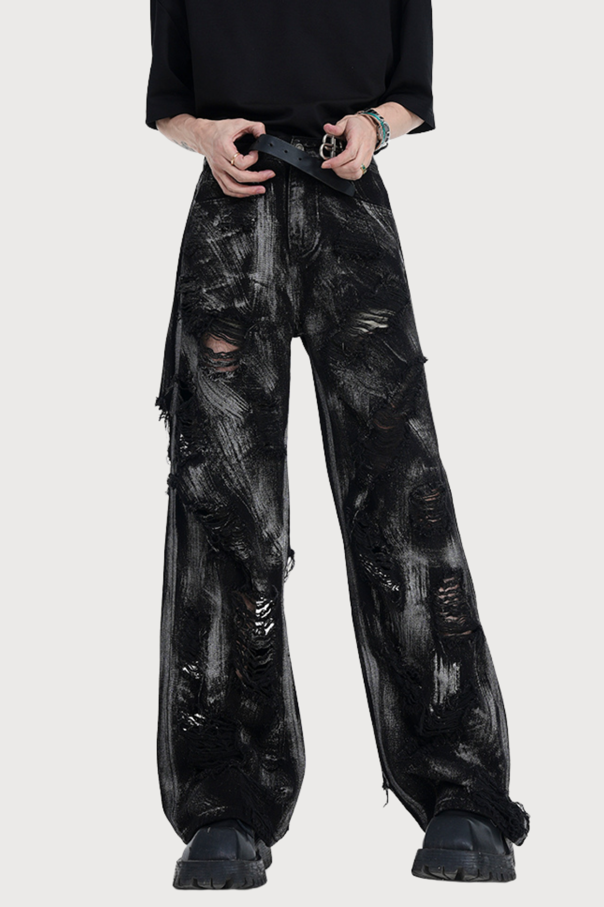 Steel Karma Ripped Straight Jeans