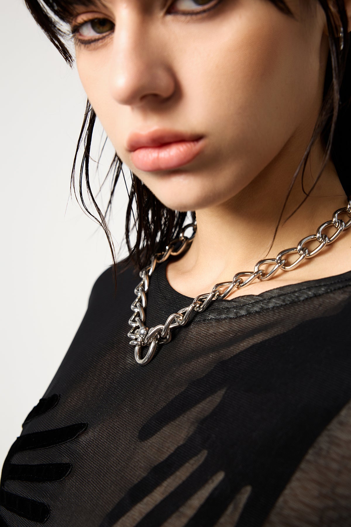 Steel Loop Clip Metal Necklace