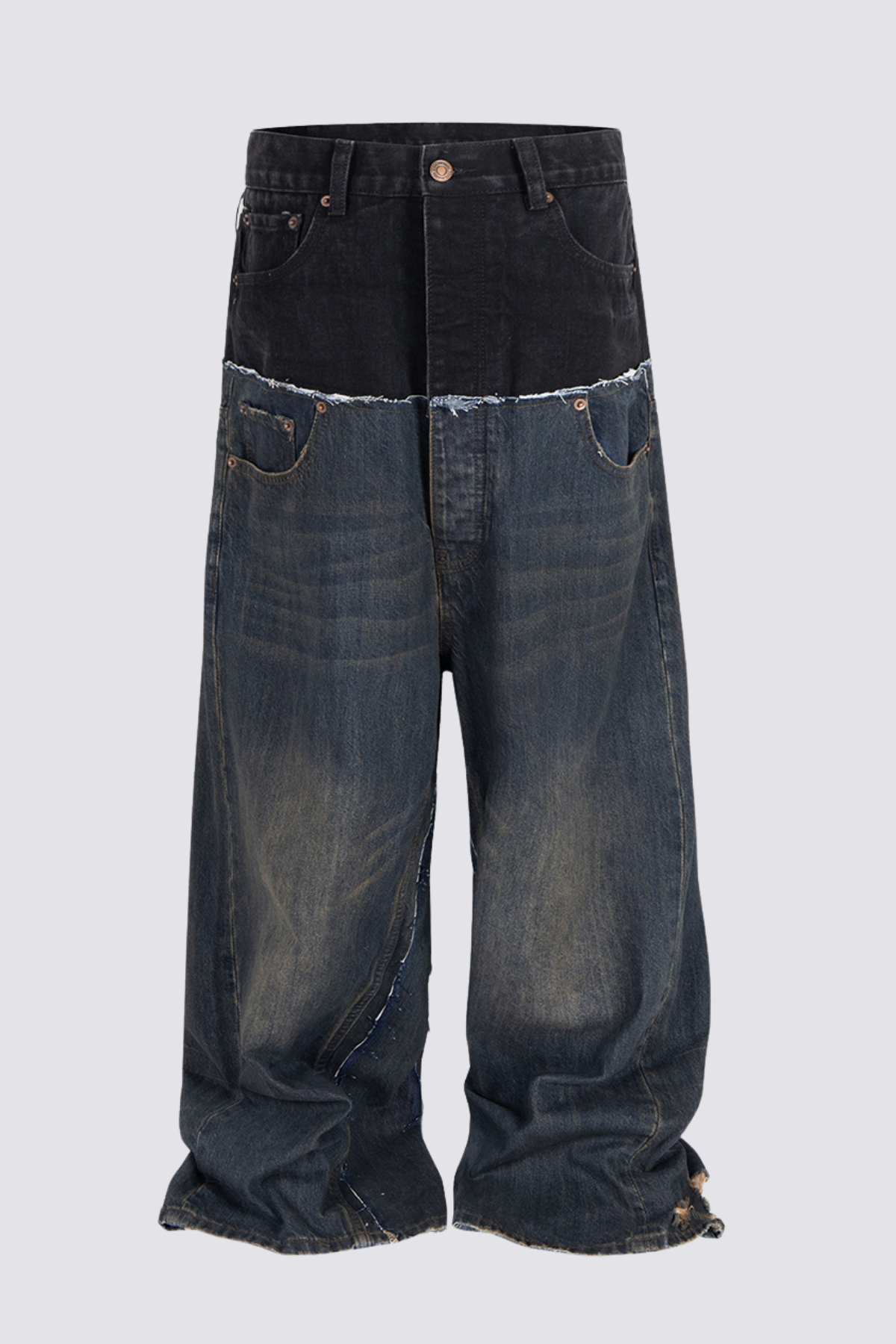 Steel Shape Splicing Straight Jeans