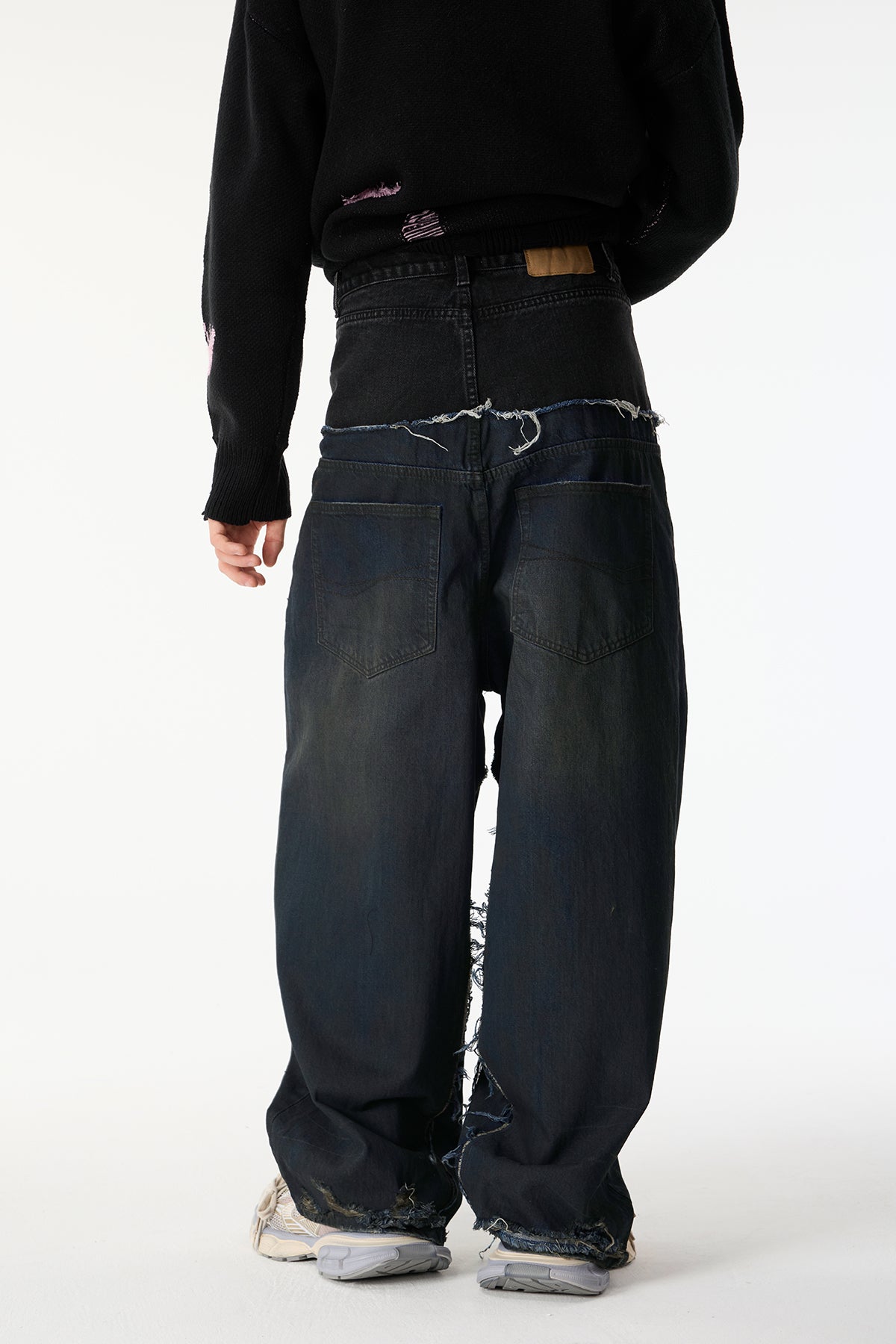 Steel Shape Splicing Straight Jeans