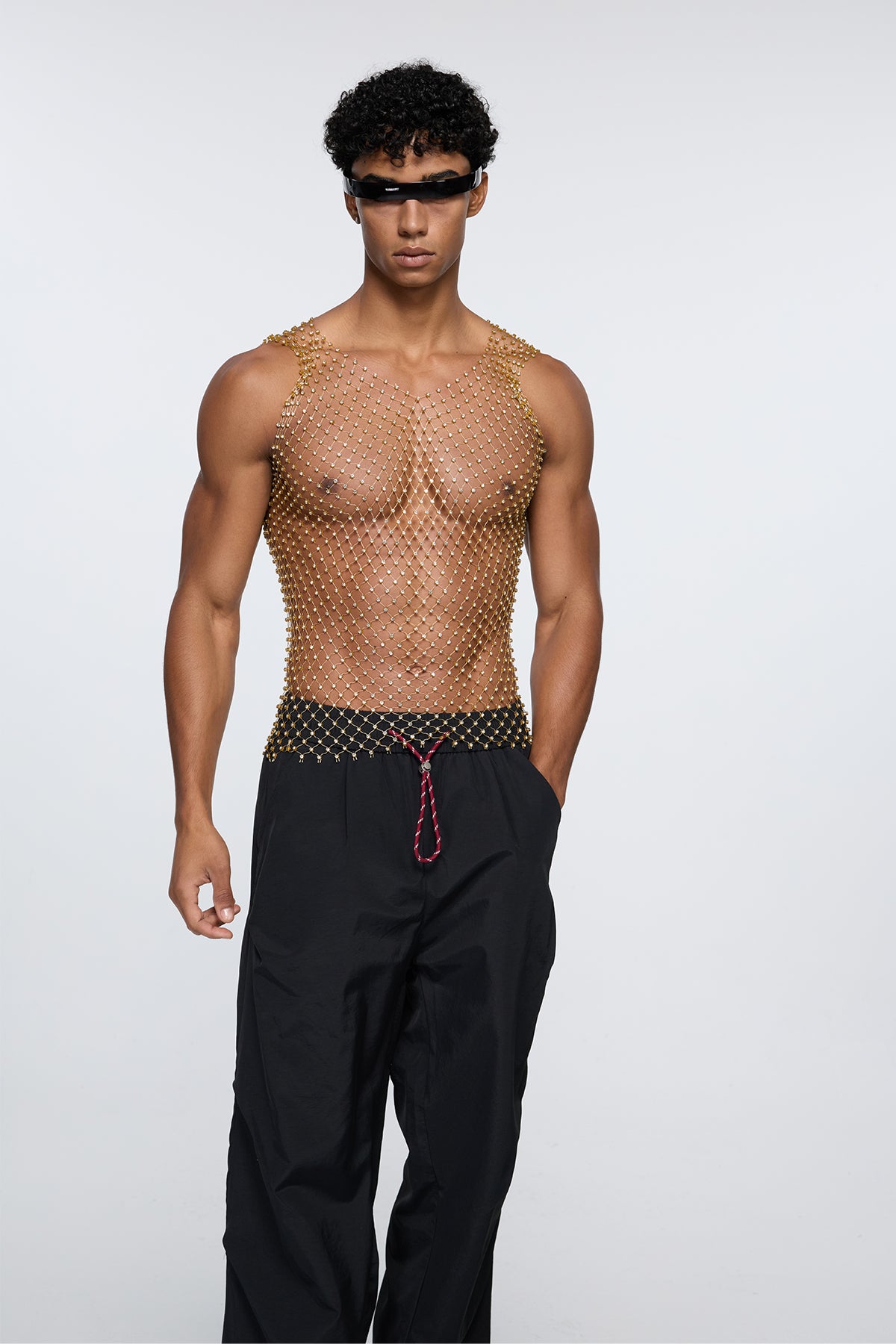 Stellar Stud Rhinestone Mesh Tank Top