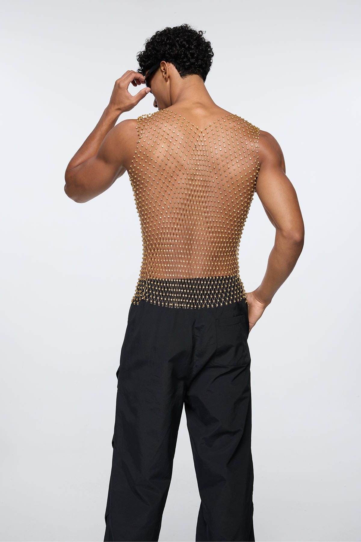 Stellar Stud Rhinestone Mesh Tank Top