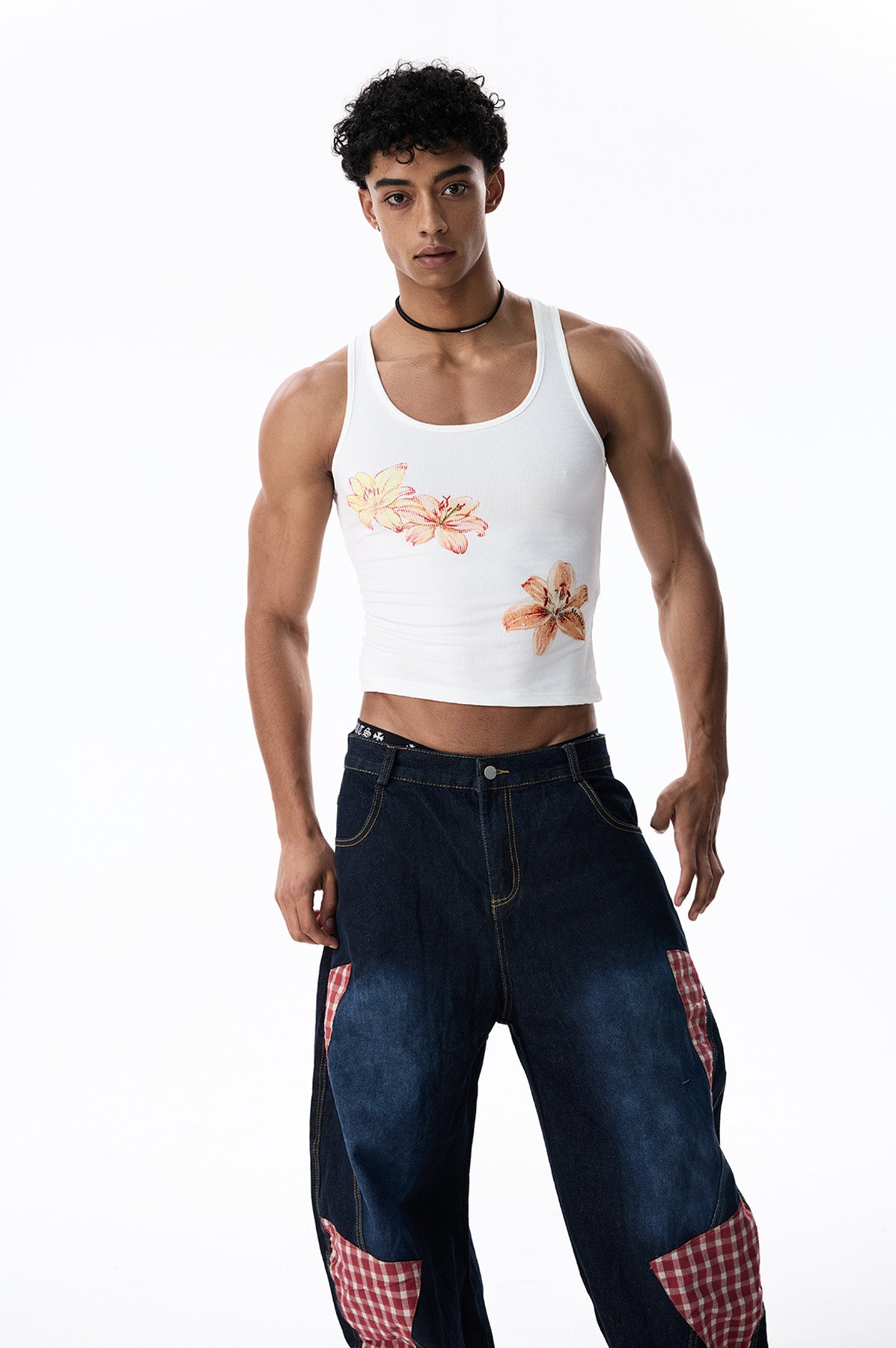 Still Mark Floral Print Crop Top White