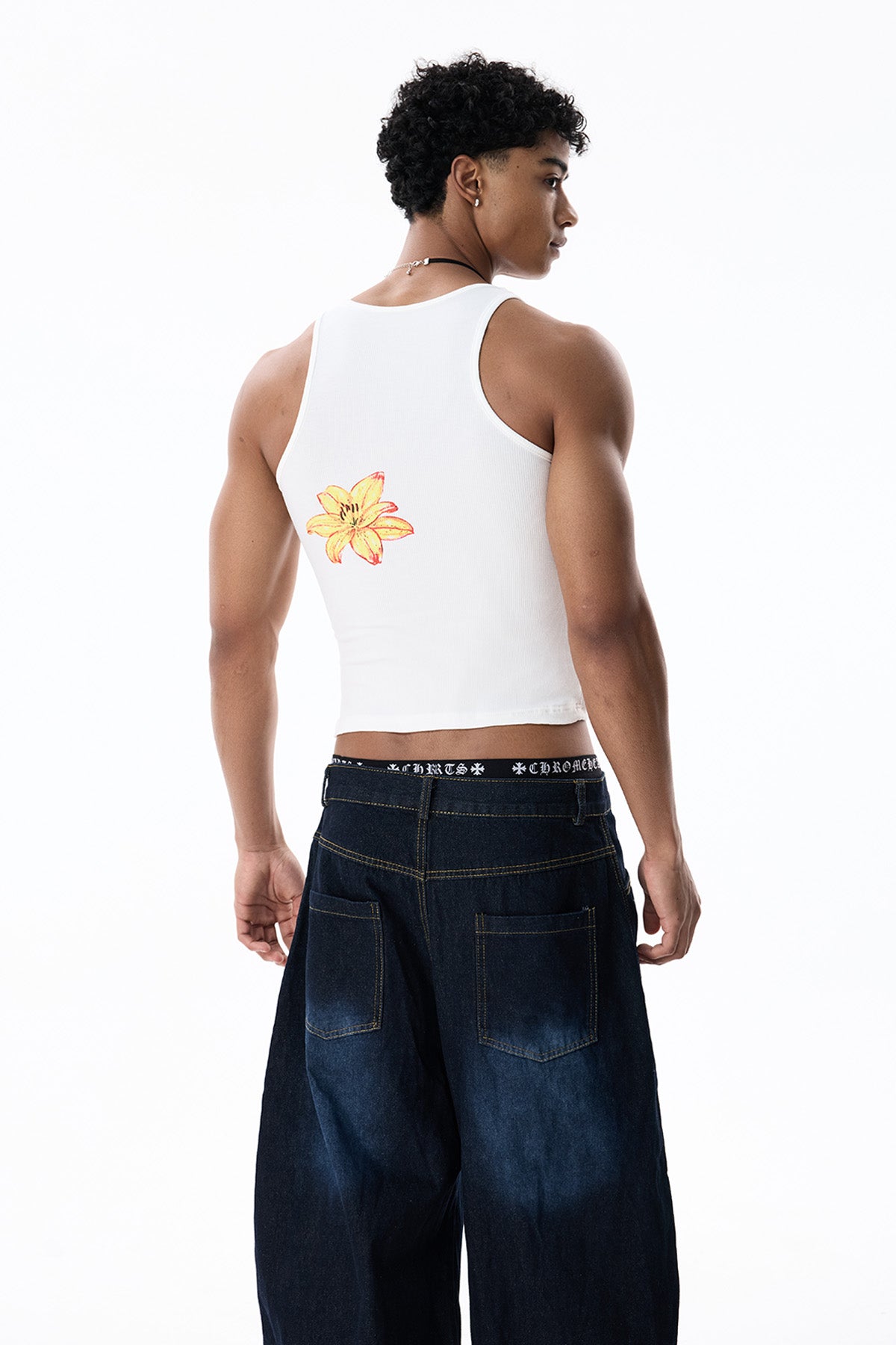 Still Mark Floral Print Crop Top White