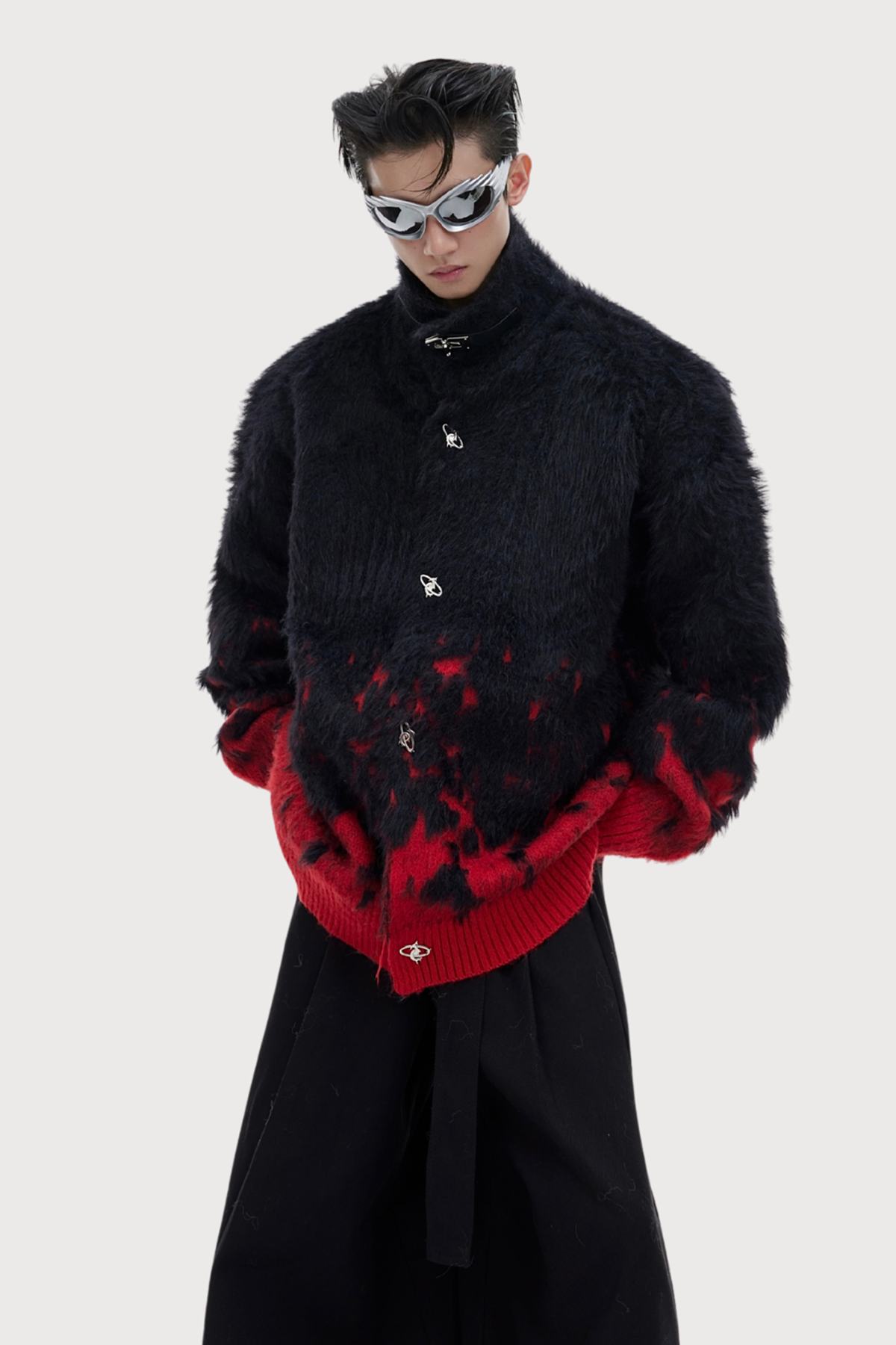 Still Phrase Knit Mink Jacket Red
