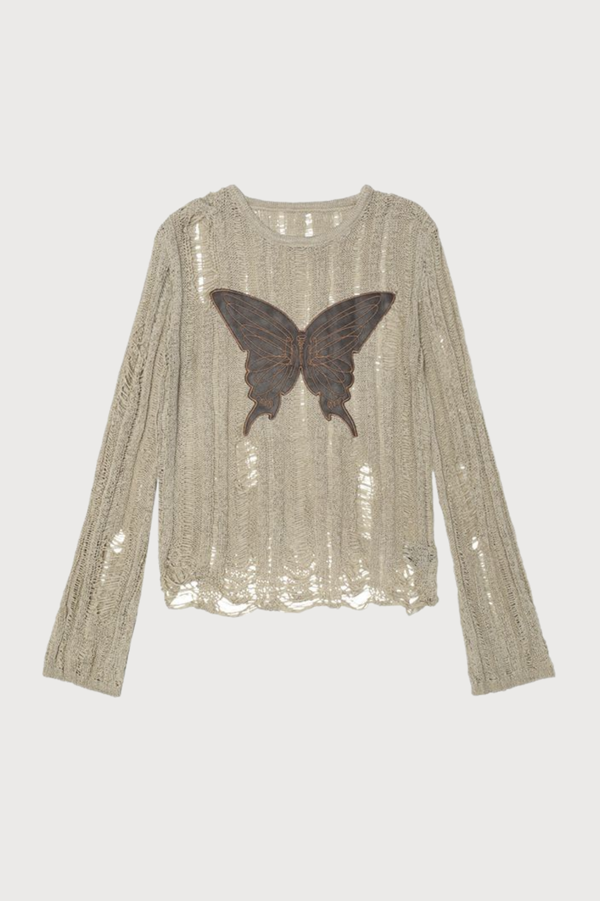 Stitch Ease Butterfly Embroidered Top Apricot