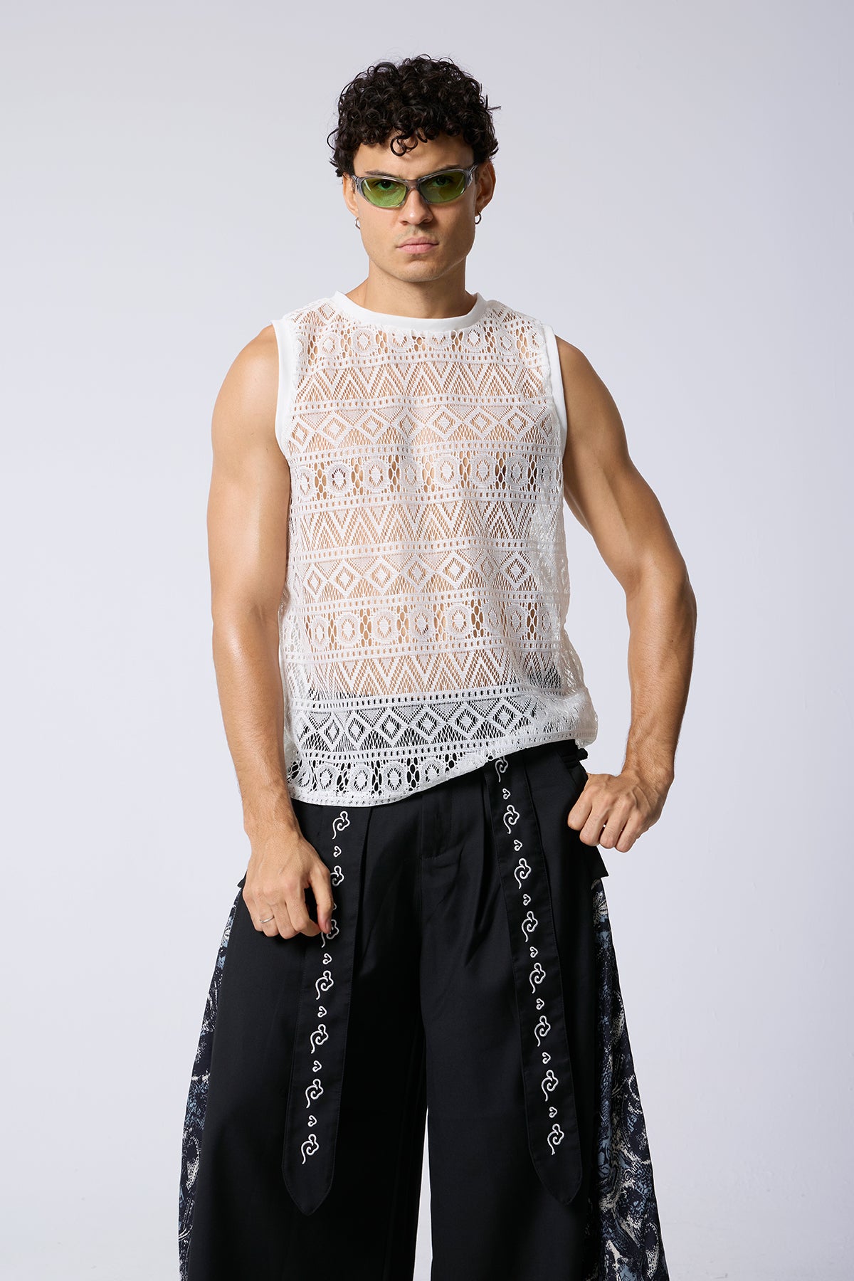 Stitch Frame Cutout Sleeveless Top