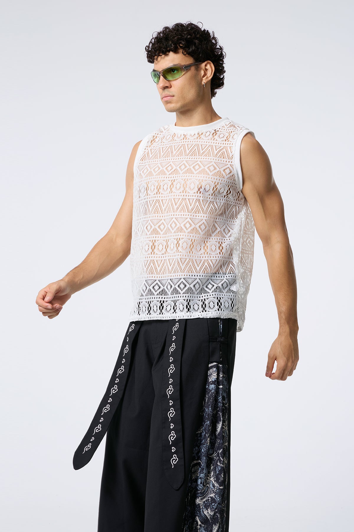 Stitch Frame Cutout Sleeveless Top