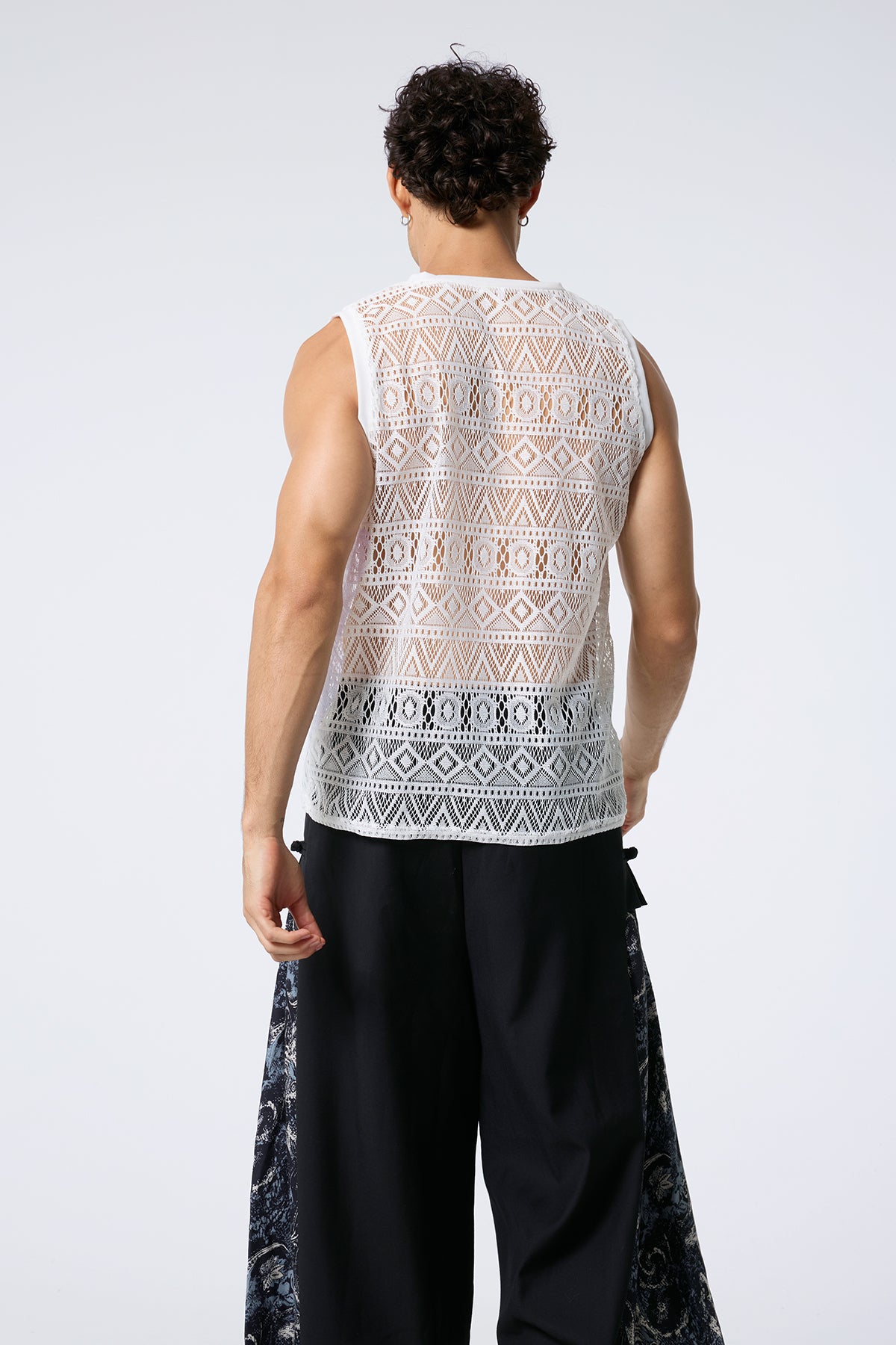 Stitch Frame Cutout Sleeveless Top