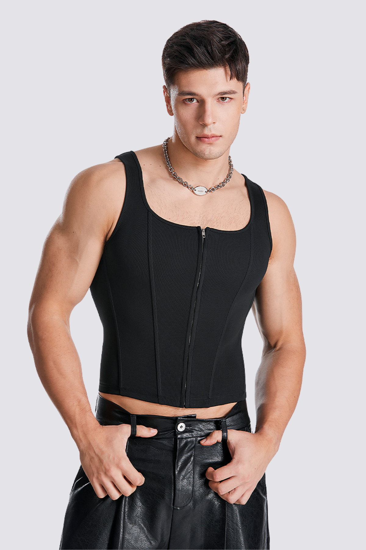 Stone Drift Zipper Top