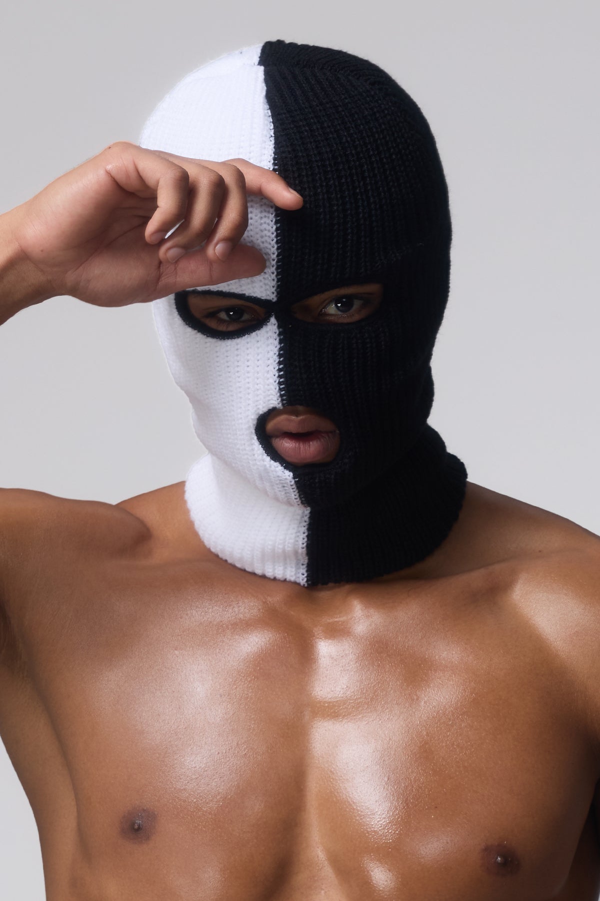 Stone Flick Colorblock Knit Balaclava