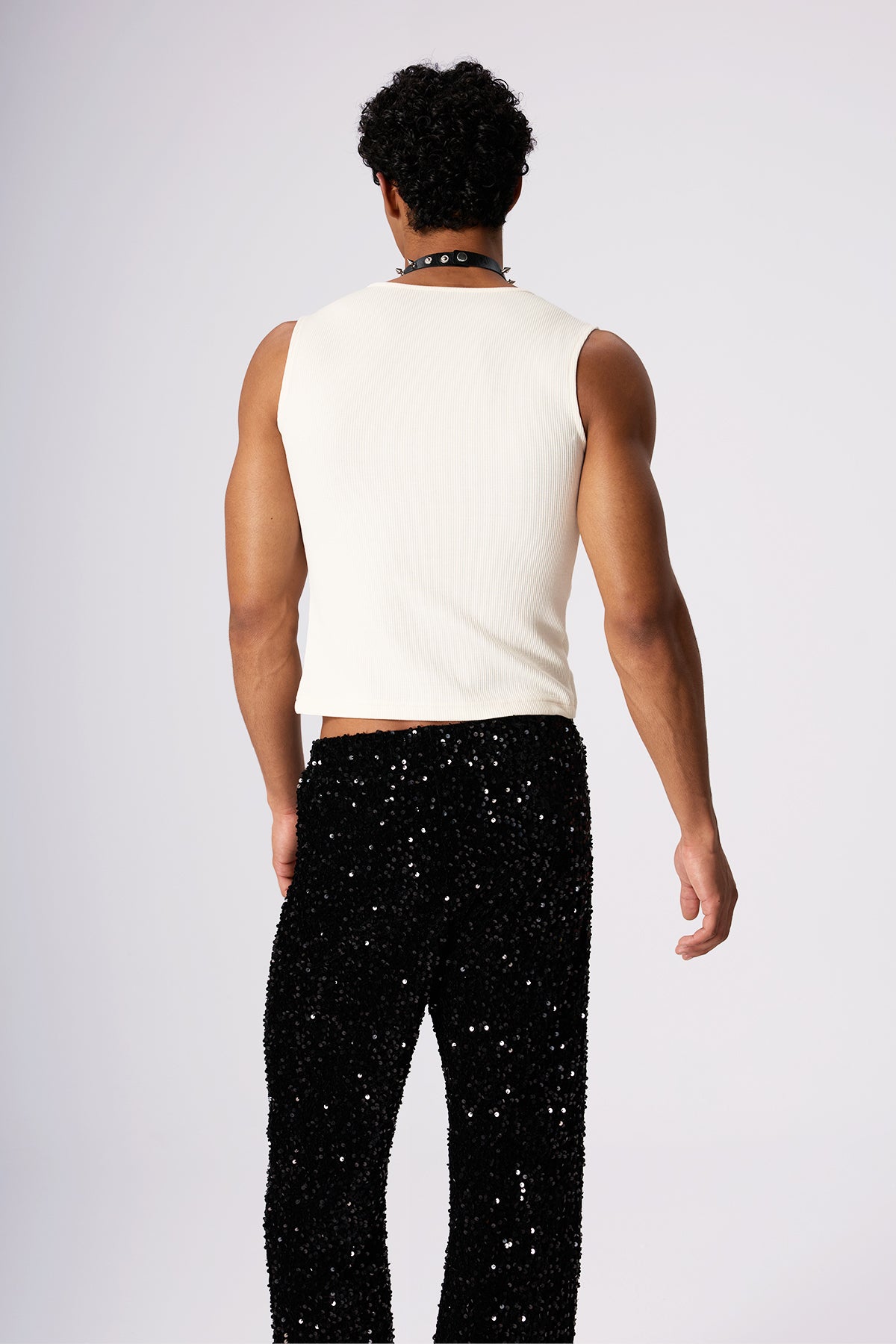 Stone Motion Lace Up Sleeveless Top White