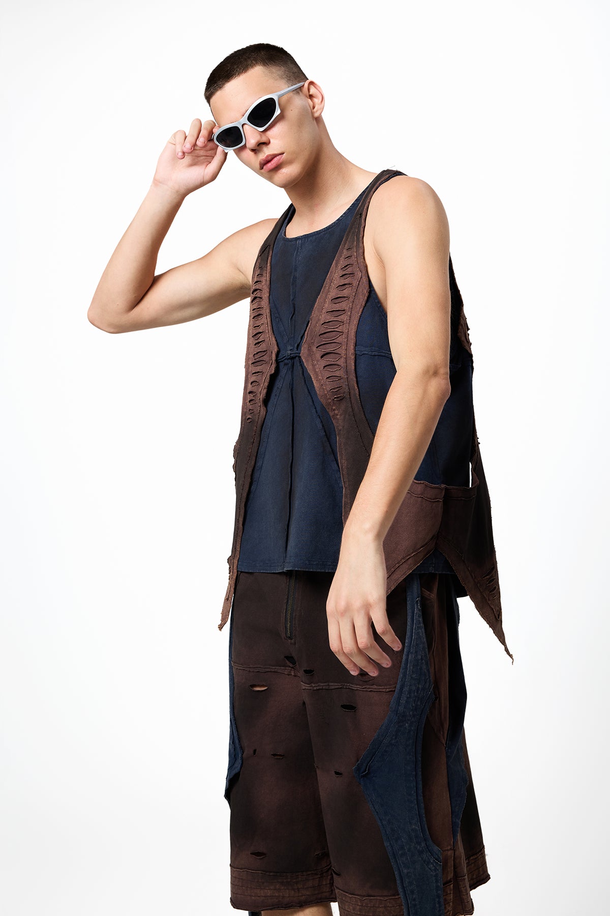 Stone Rush Paneled Ripped Vest