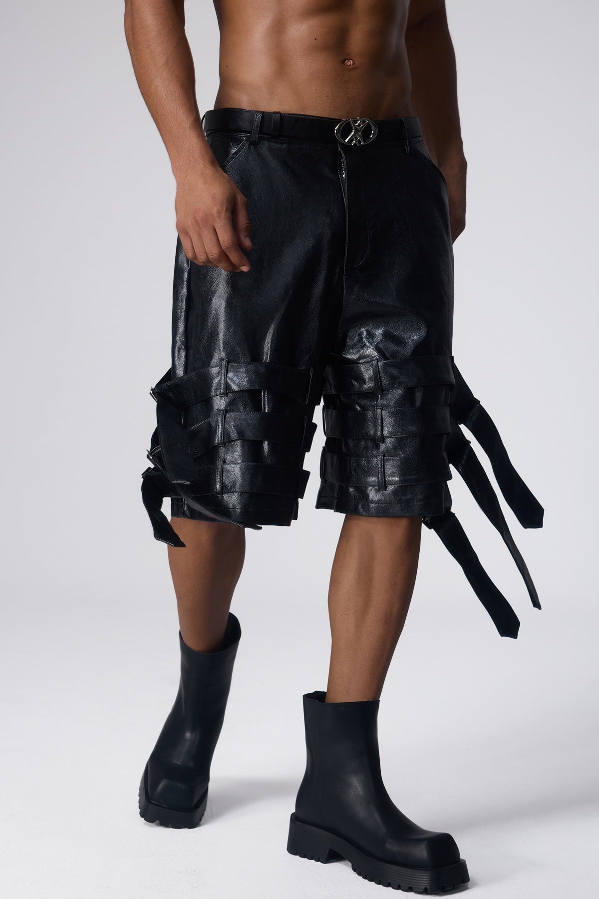 Storm Grip Buckle Leather Shorts