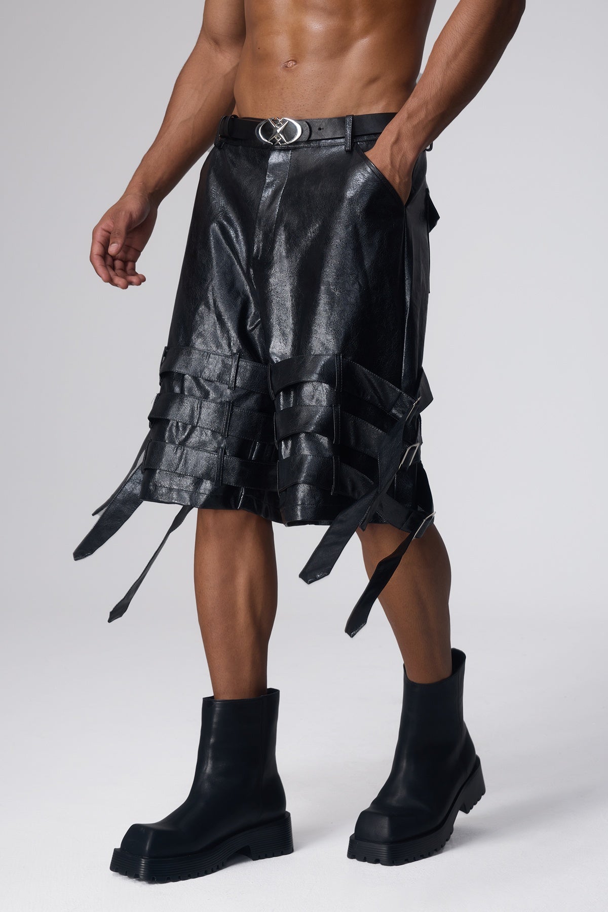 Storm Grip Buckle Leather Shorts