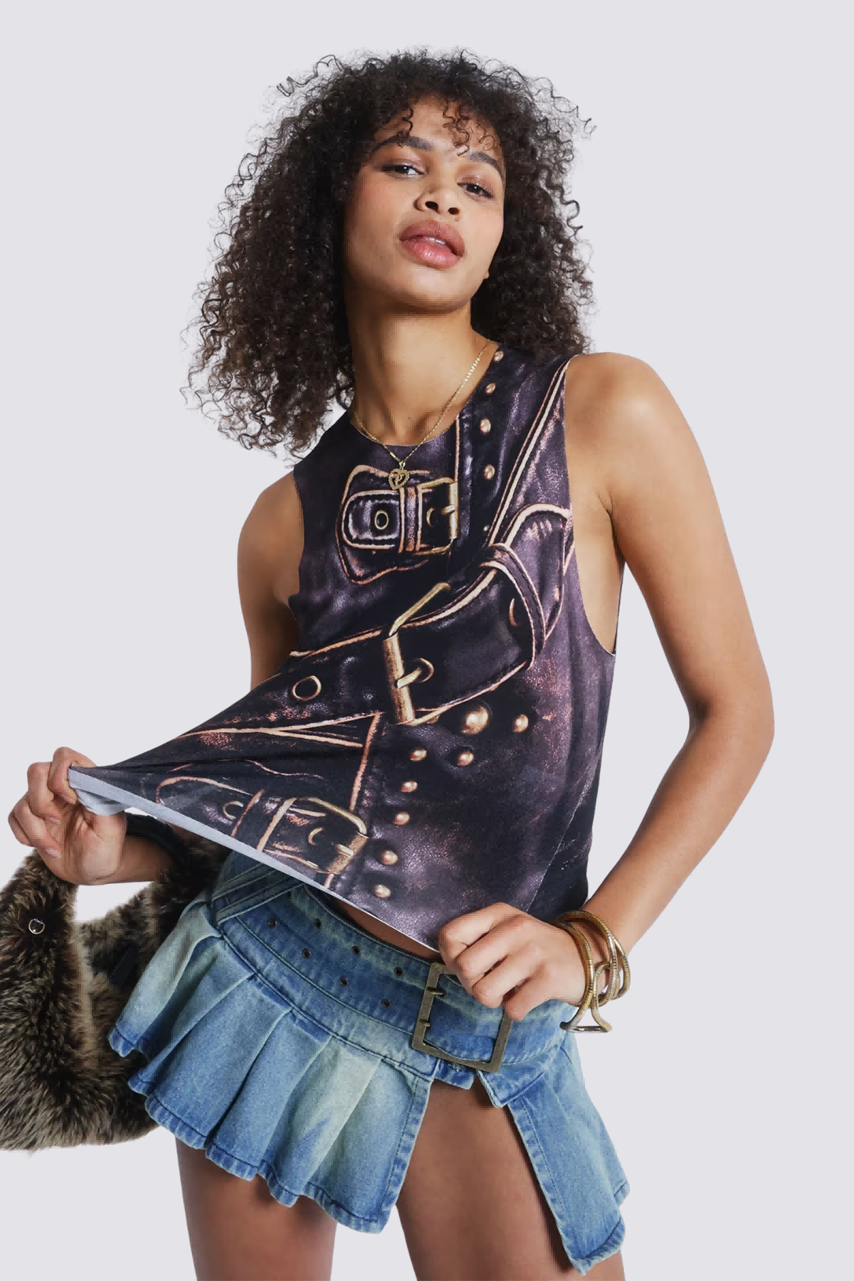 Storm Wrap Y2K Print Sleeveless Top