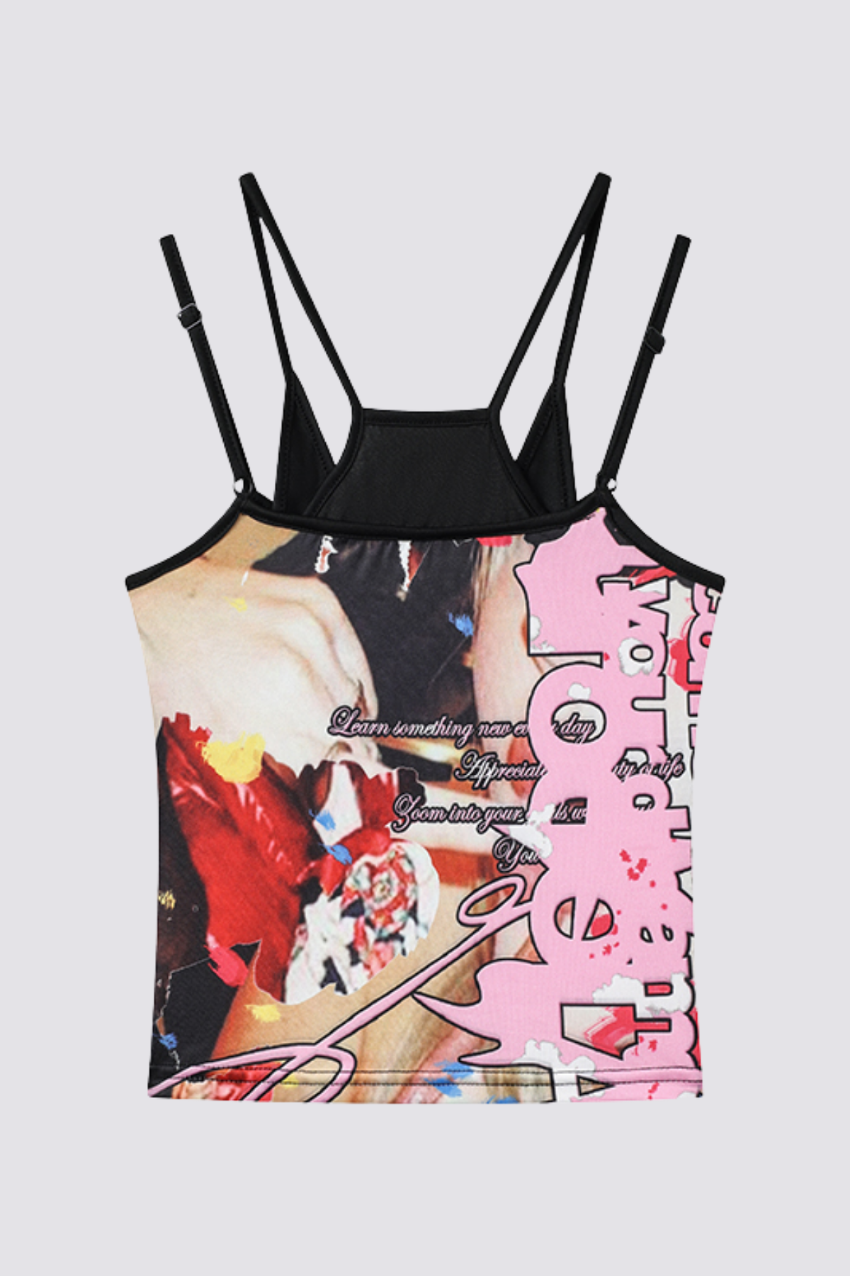 Street Lift Y2K Print Spaghetti Crop Top