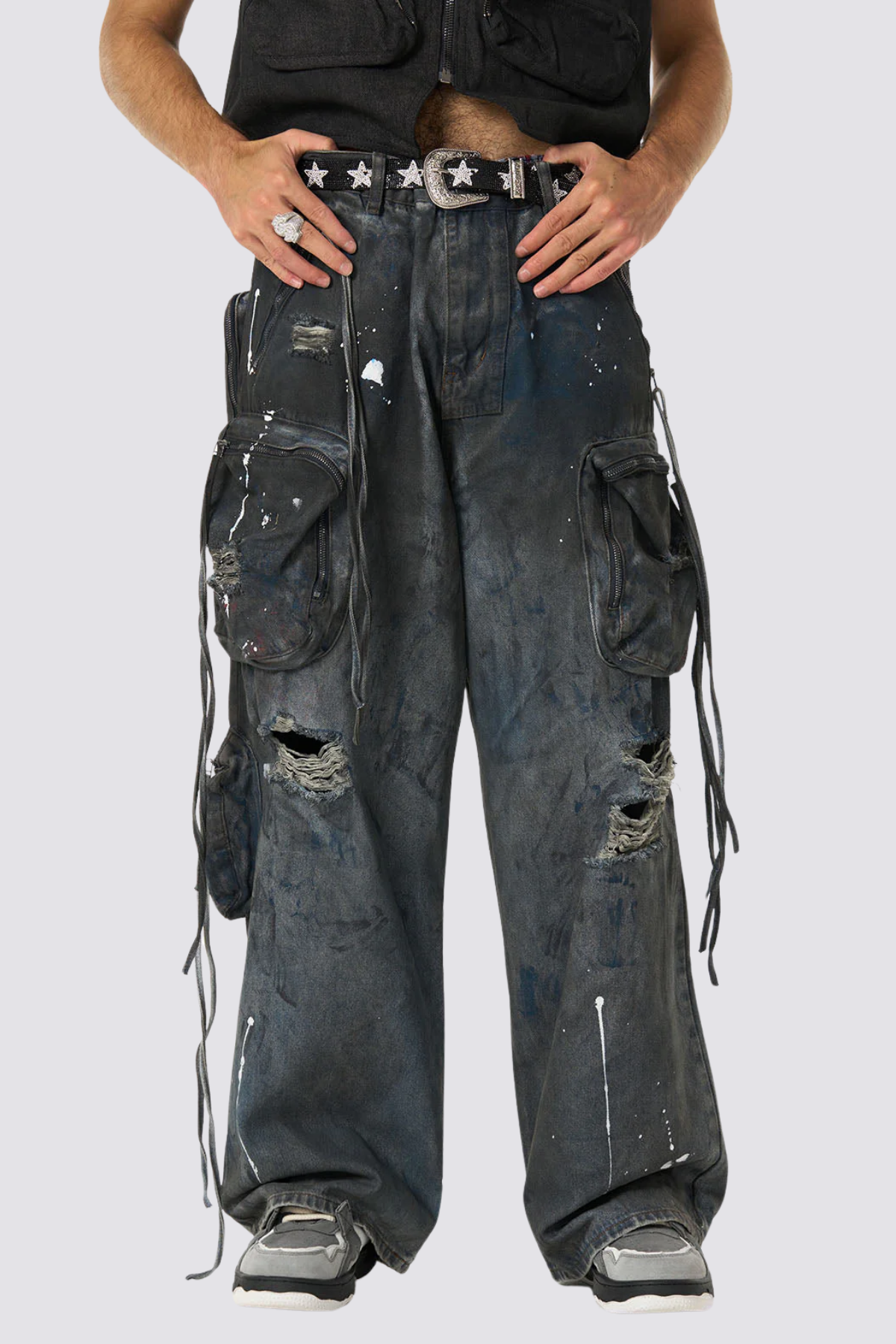 Street Phase Ripped Wide Leg Jeans
