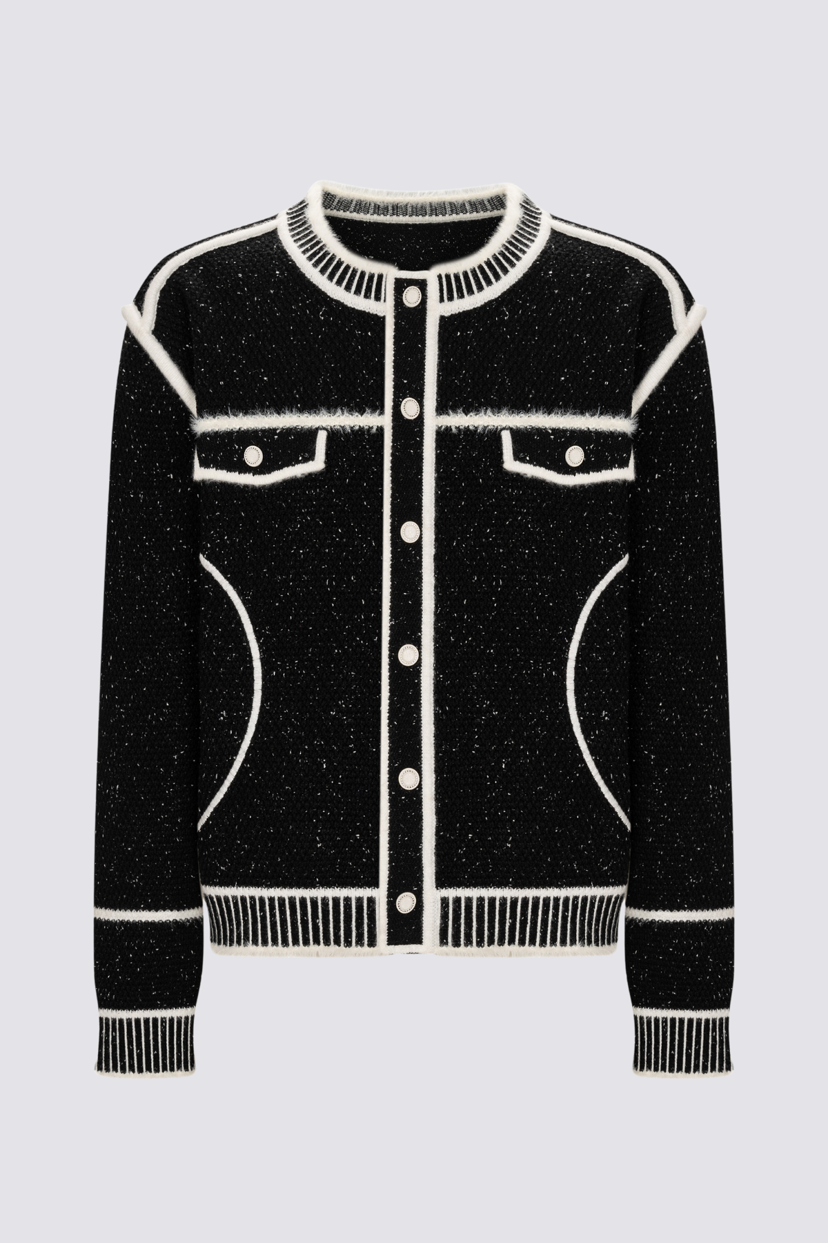 Stretch Knit Sweater Jacket Black