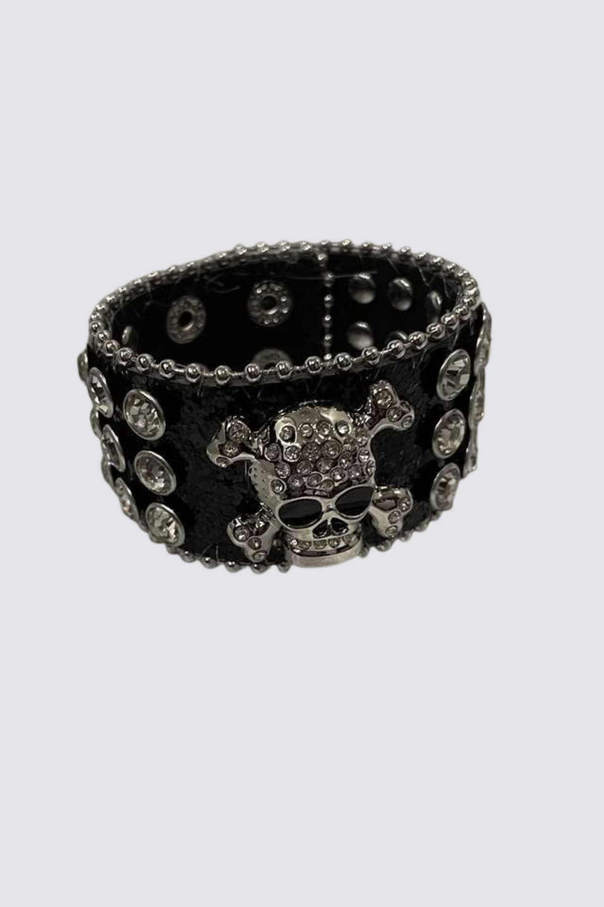 Structural Gear Rhinestone Skull Bracelet